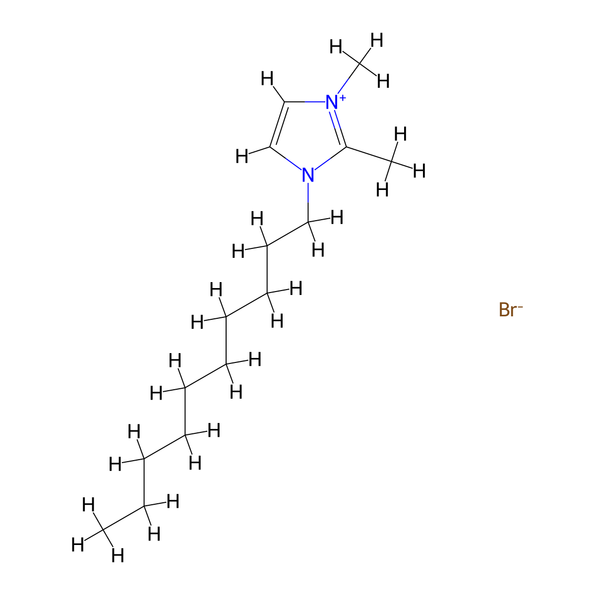 1-Decyl-2,3-dimethylimidazolium bromide molecular structure, CAS 21054-79-5