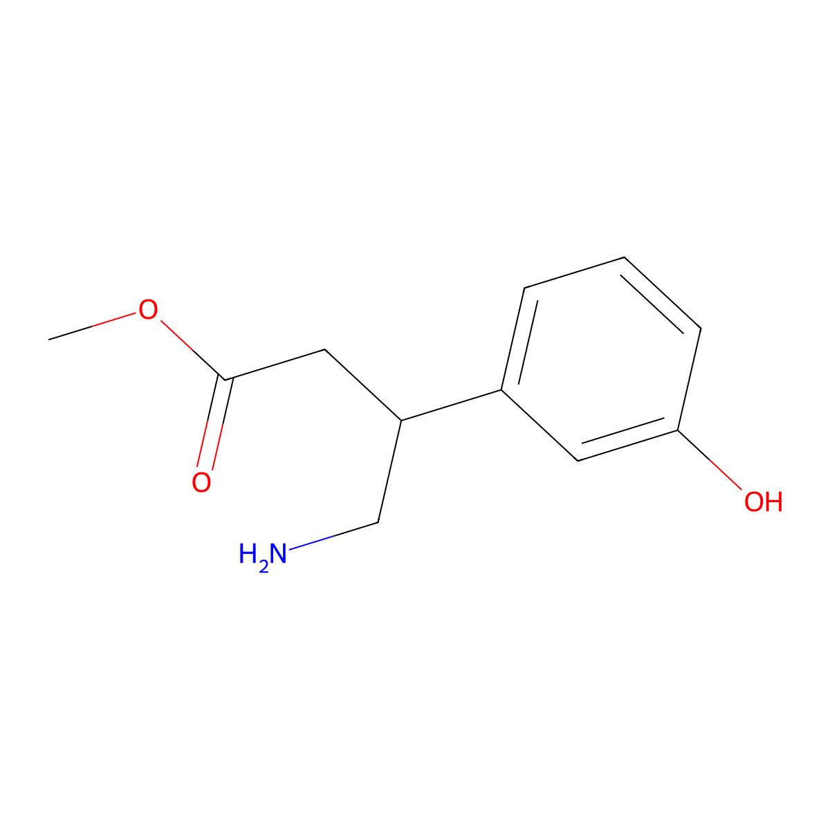 Methyl 4-amino-3-(3-hydroxyphenyl)butanoate molecular structure, CAS 2105439-11-8