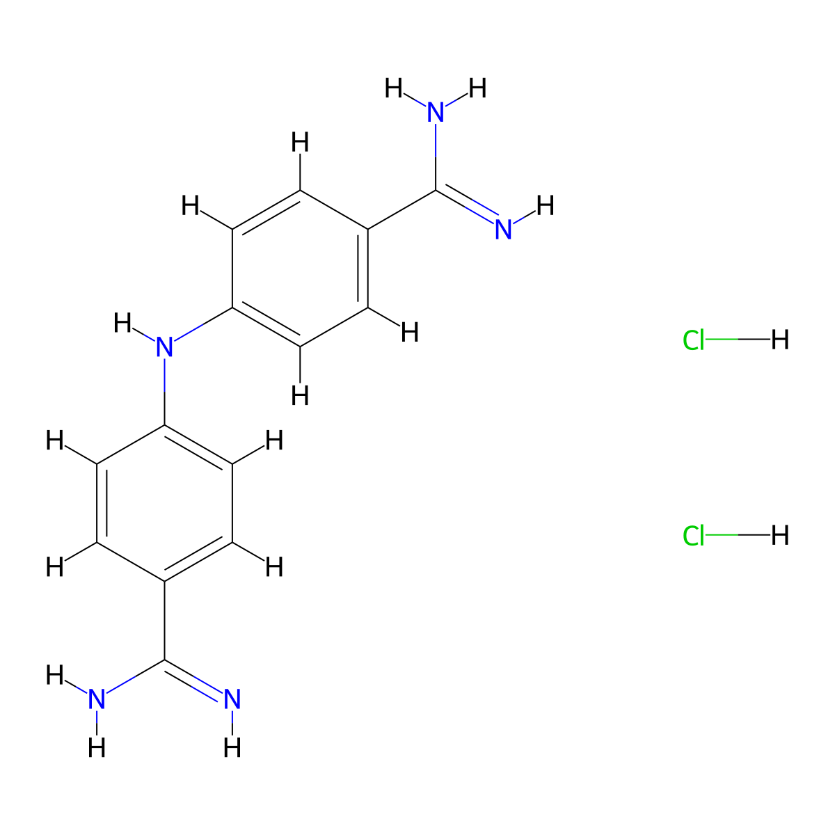 Benzenecarboximidamide, 4,4'-iminobis-, dihydrochloride molecular structure, CAS 21055-30-1