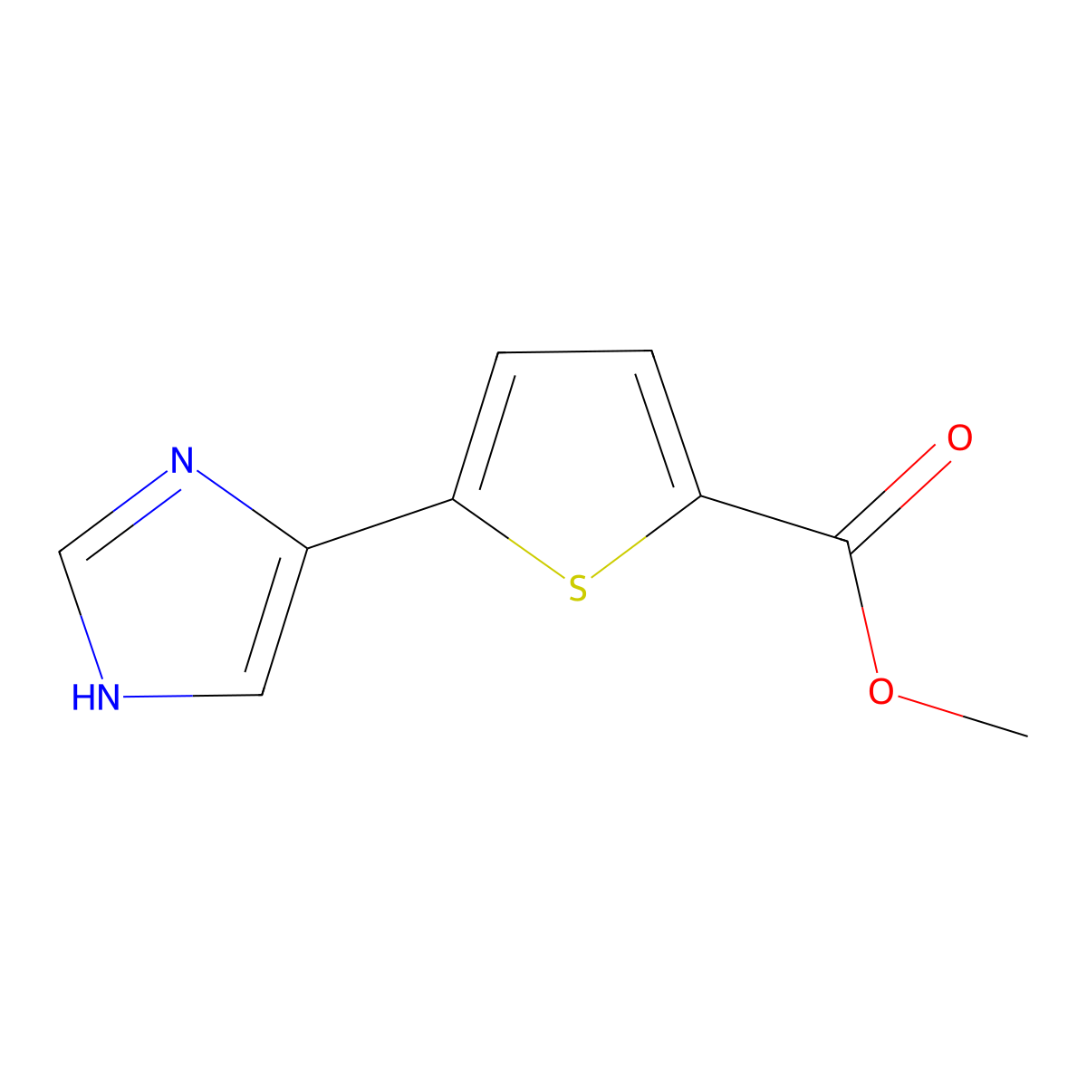methyl 5-(1H-imidazol-4-yl)thiophene-2-carboxylate molecular structure, CAS 2105533-94-4
