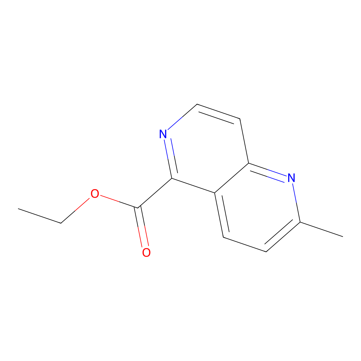 Ethyl 2-methyl-1,6-naphthyridine-5-carboxylate molecular structure, CAS 2105535-09-7