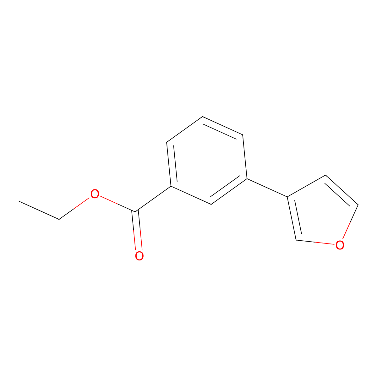 Ethyl 3-(3-furanyl)benzoate molecular structure, CAS 2105535-15-5