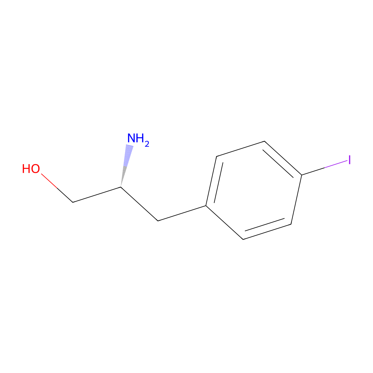 (R)-2-amino-3-(4-iodophenyl)propan-1-ol molecular structure, CAS 210554-97-5