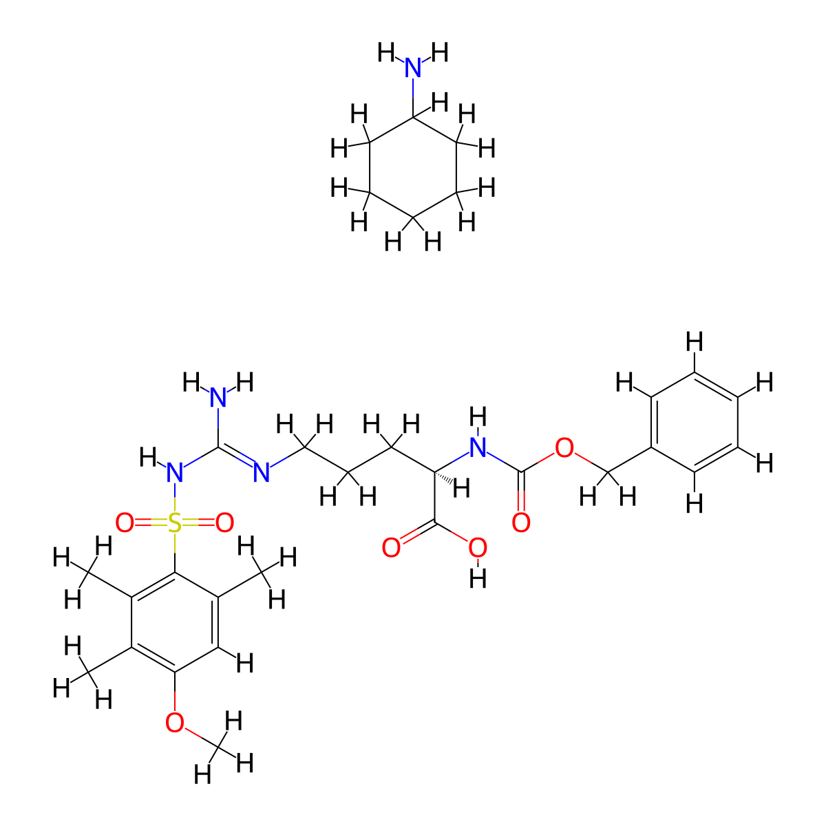 Z-D-Arg(mtr)-OH cha molecular structure, CAS 210557-94-1