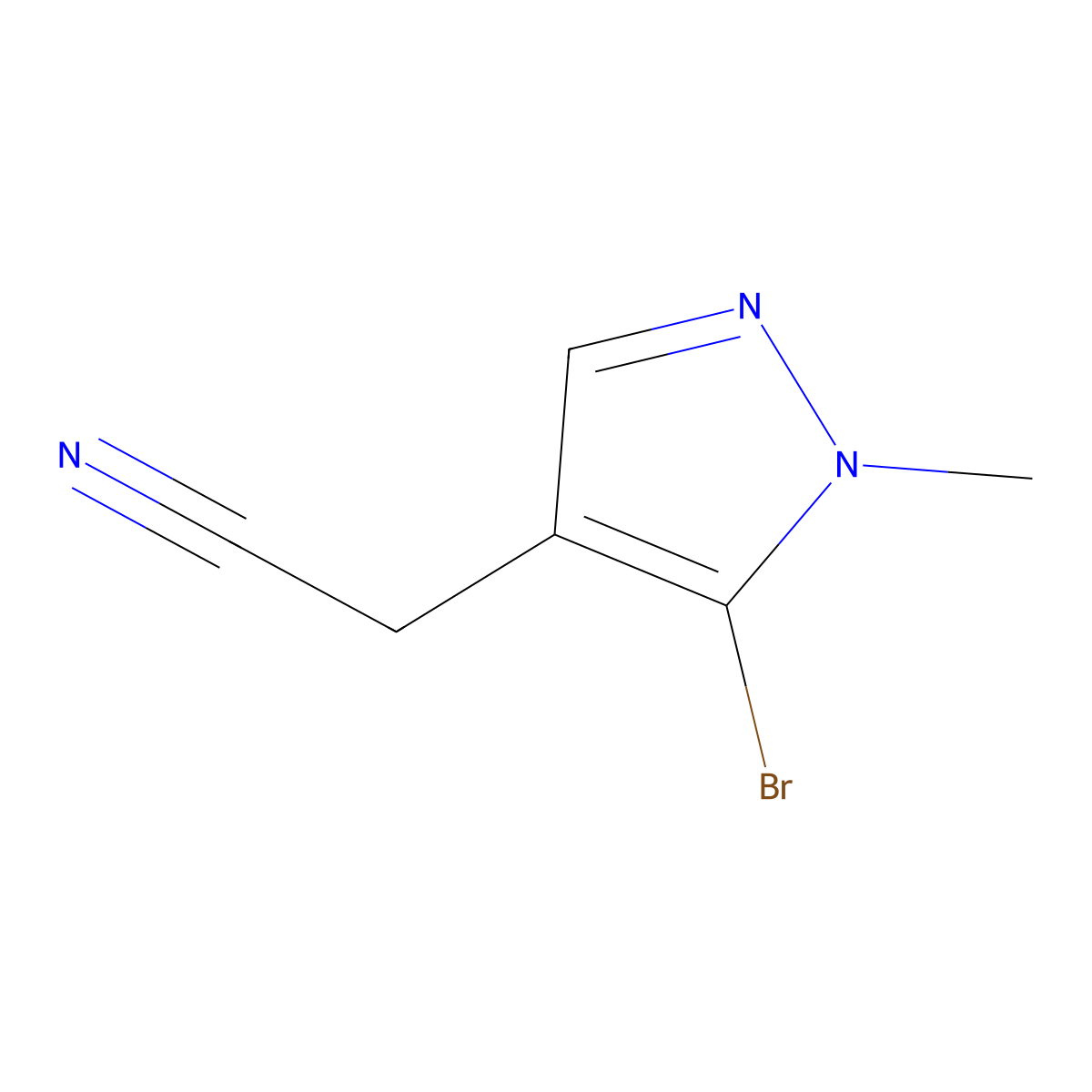2-(5-bromo-1-methyl-1H-pyrazol-4-yl)acetonitrile molecular structure, CAS 2105570-12-3