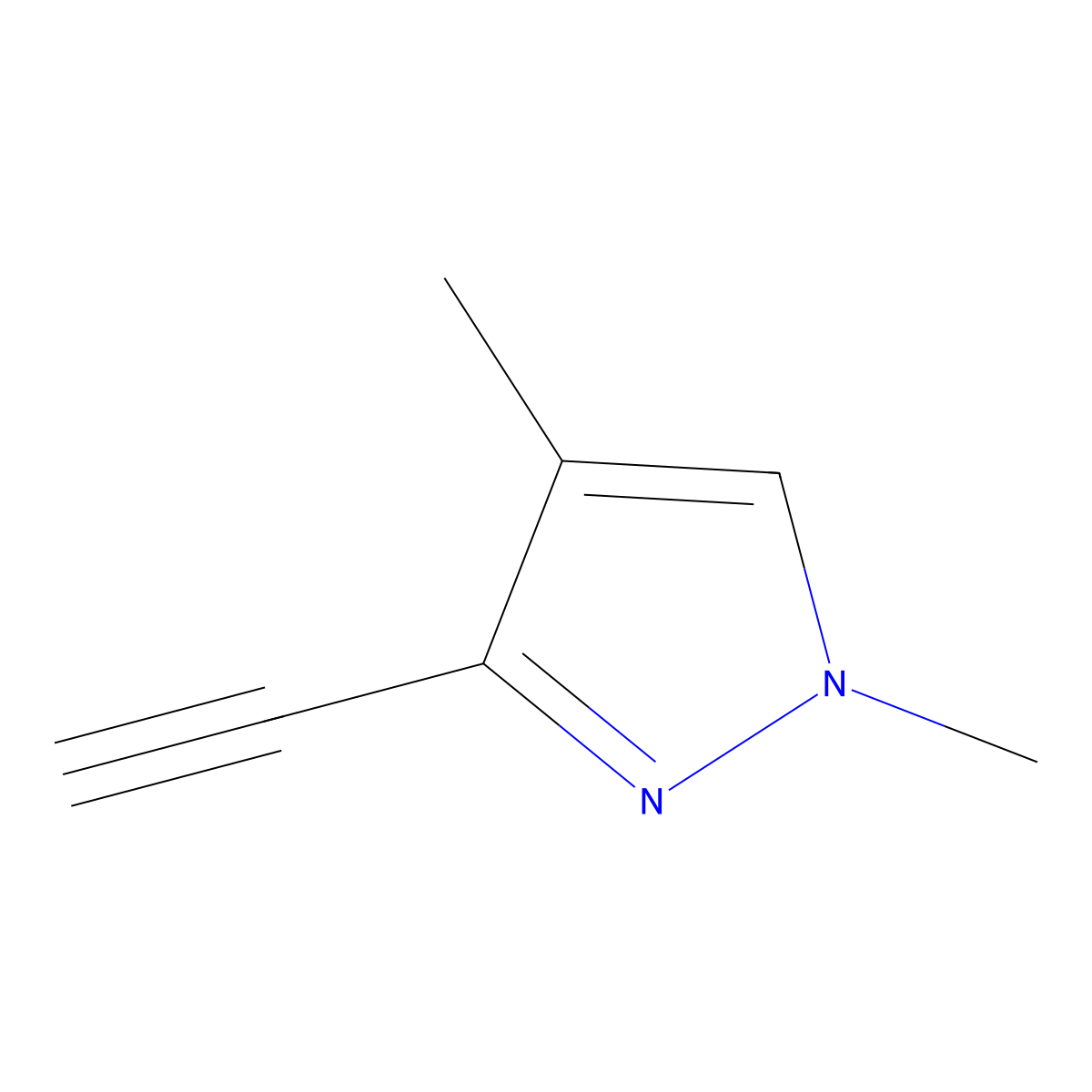 3-ethynyl-1,4-dimethyl-1H-pyrazole molecular structure, CAS 2105612-53-9