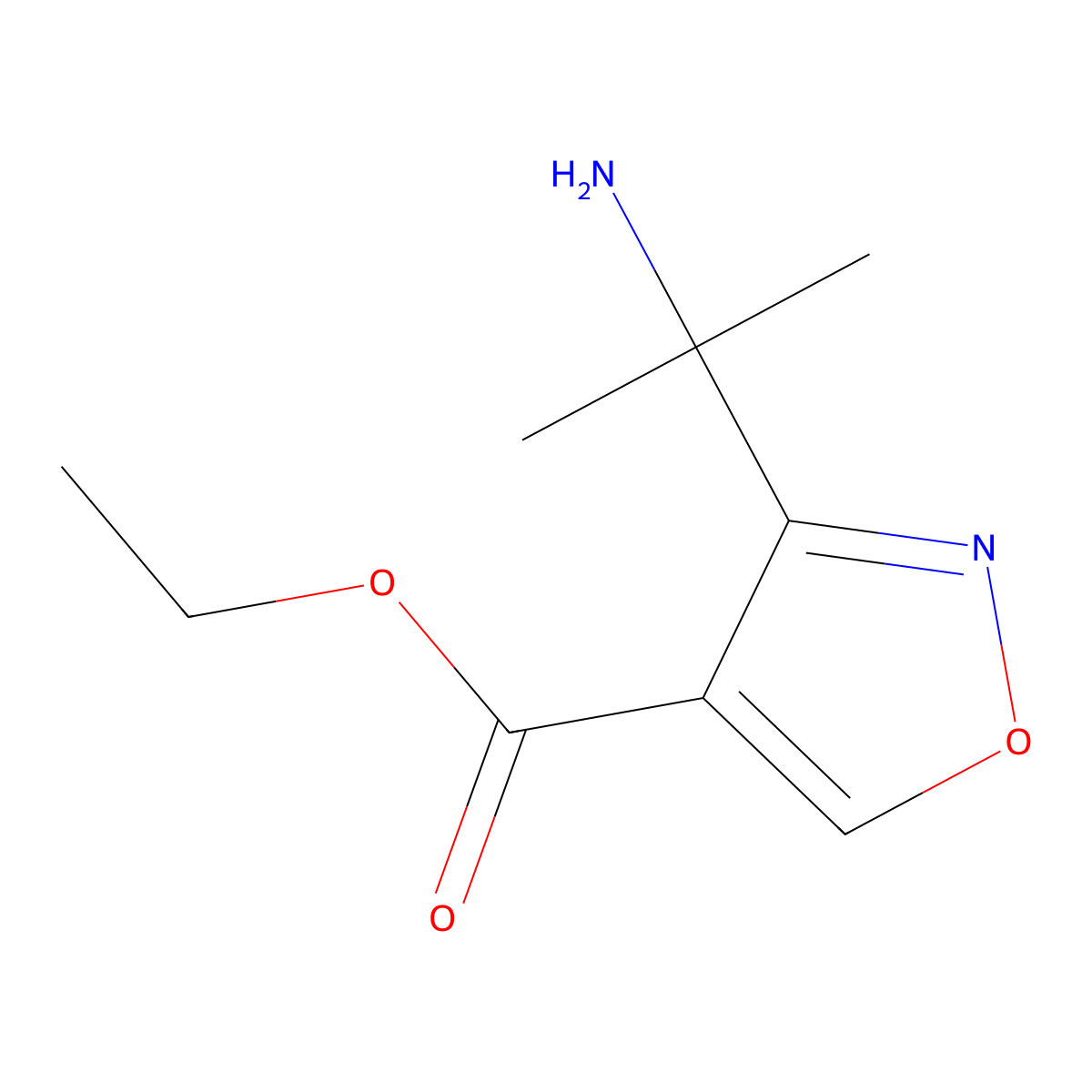 Ethyl 3-(2-aminopropan-2-yl)-1,2-oxazole-4-carboxylate molecular structure, CAS 2105625-20-3