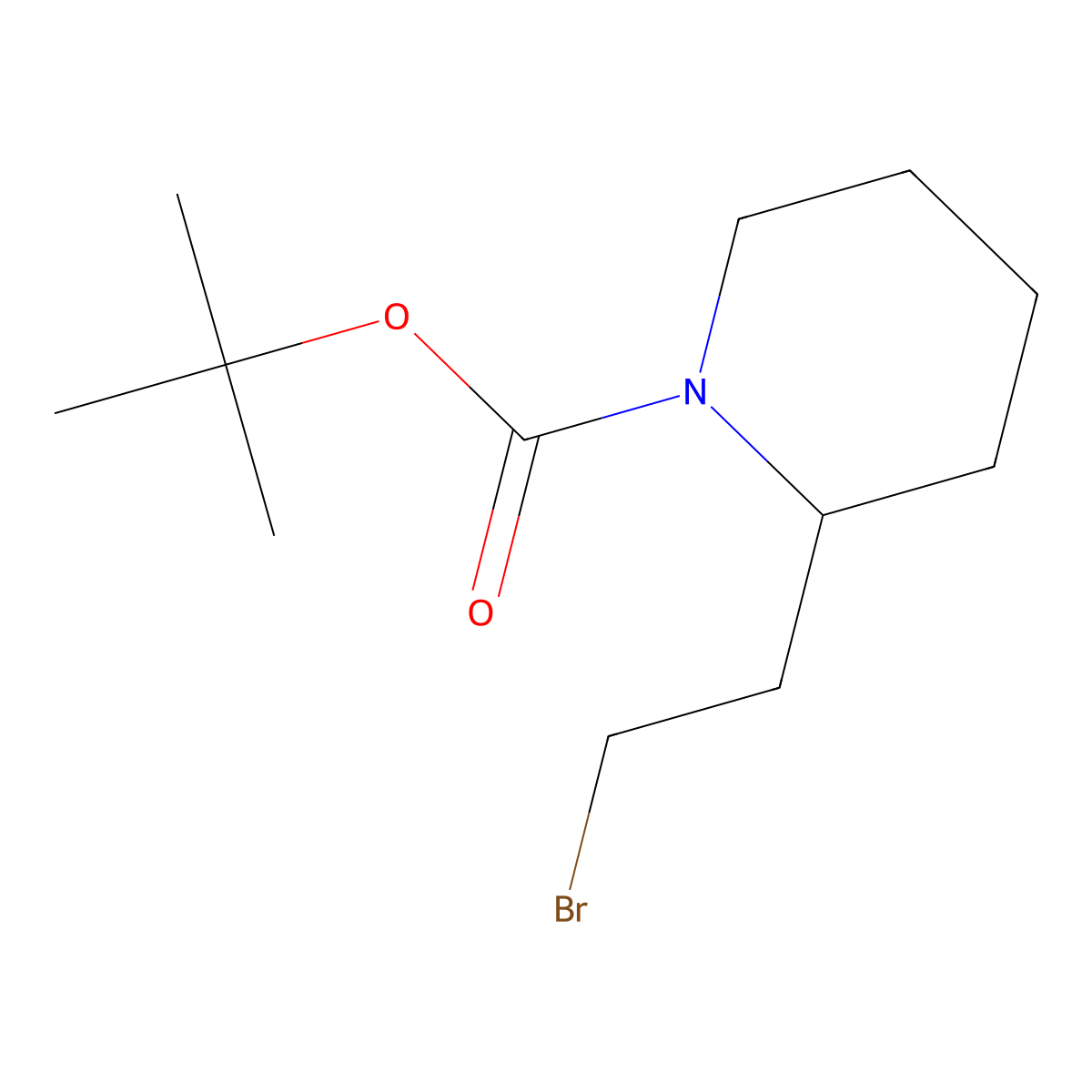 Tert-butyl 2-(2-bromoethyl)piperidine-1-carboxylate molecular structure, CAS 210564-52-6