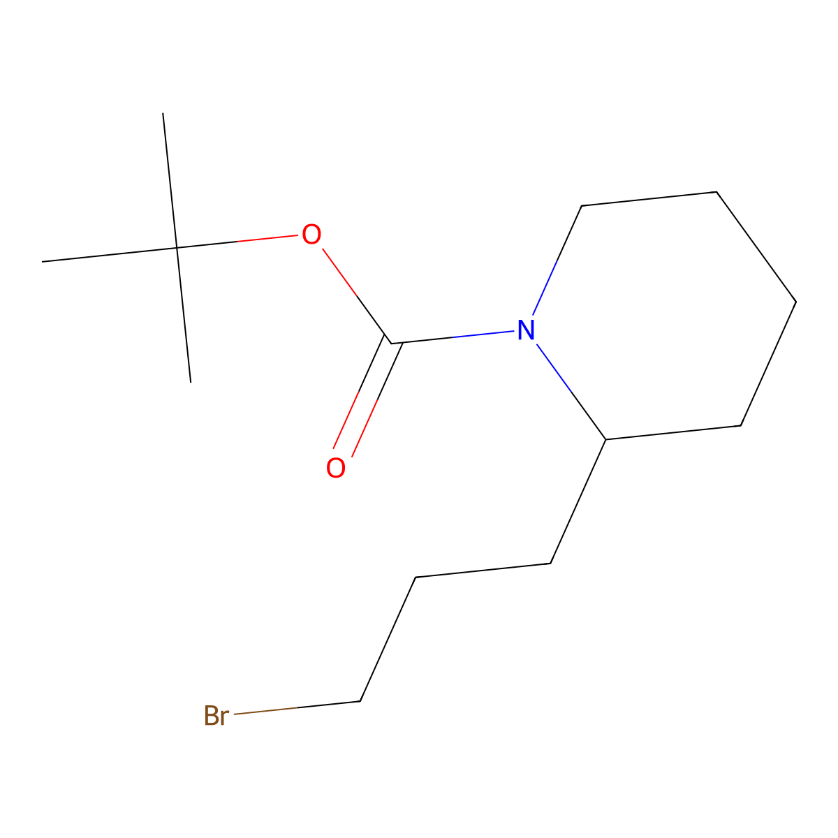 tert-Butyl 2-(3-bromopropyl)piperidine-1-carboxylate molecular structure, CAS 210564-53-7