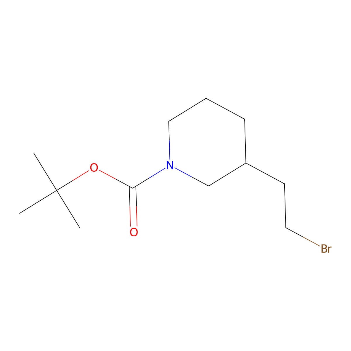 tert-Butyl 3-(2-bromoethyl)piperidine-1-carboxylate molecular structure, CAS 210564-54-8