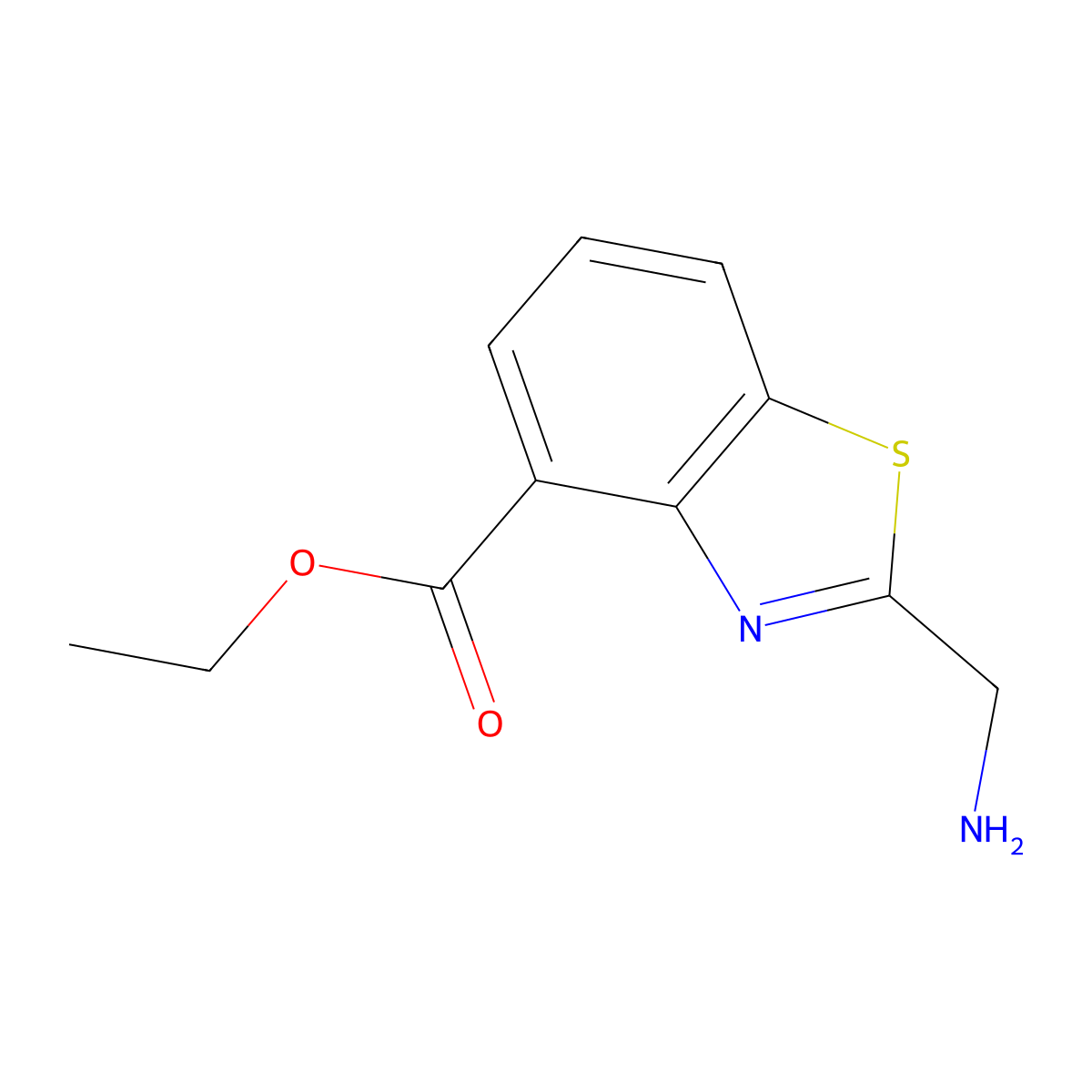 Ethyl 2-(aminomethyl)-1,3-benzothiazole-4-carboxylate molecular structure, CAS 2105651-99-6