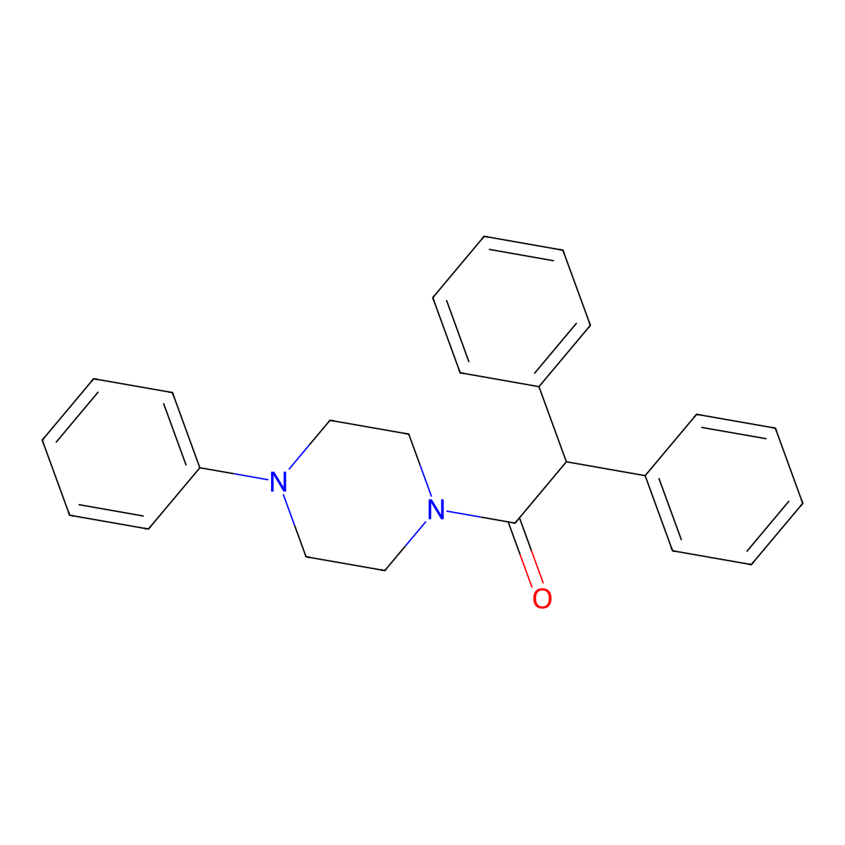 2,2-Diphenyl-1-(4-phenylpiperazin-1-yl)ethanone molecular structure, CAS 21057-14-7