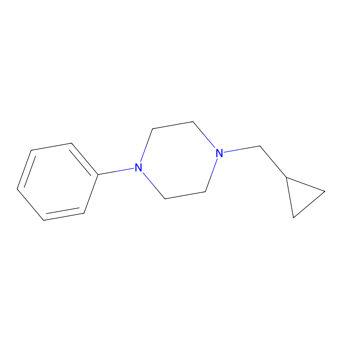 Piperazine, 1-cyclopropylmethyl-4-phenyl- molecular structure, CAS 21057-48-7