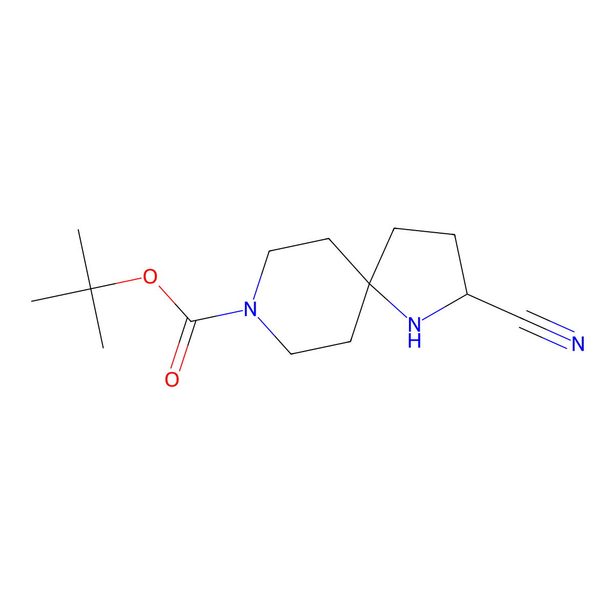 Tert-butyl 2-cyano-1,8-diazaspiro[4.5]decane-8-carboxylate molecular structure, CAS 2105734-31-2