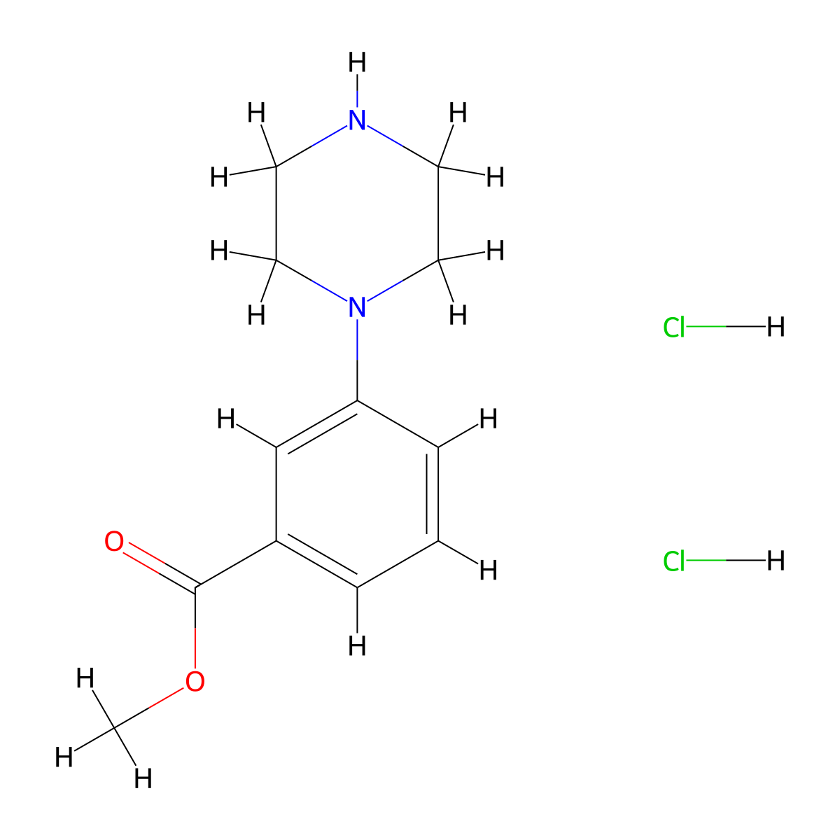 Methyl 3-(piperazin-1-yl)benzoate dihydrochloride molecular structure, CAS 2105743-24-4