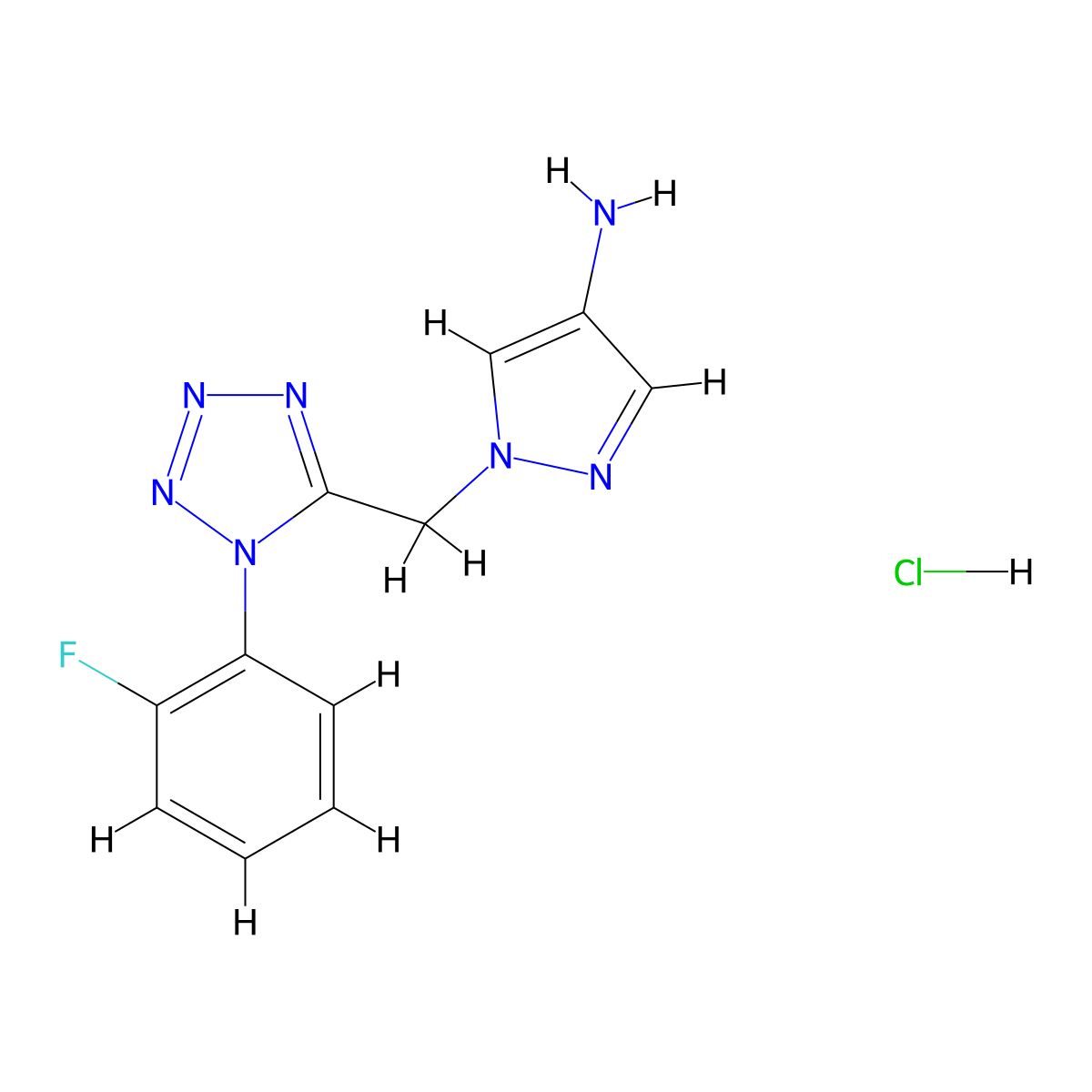 1-{[1-(2-fluorophenyl)-1H-1,2,3,4-tetrazol-5-yl]methyl}-1H-pyrazol-4-amine hydrochloride molecular structure, CAS 2105747-97-3