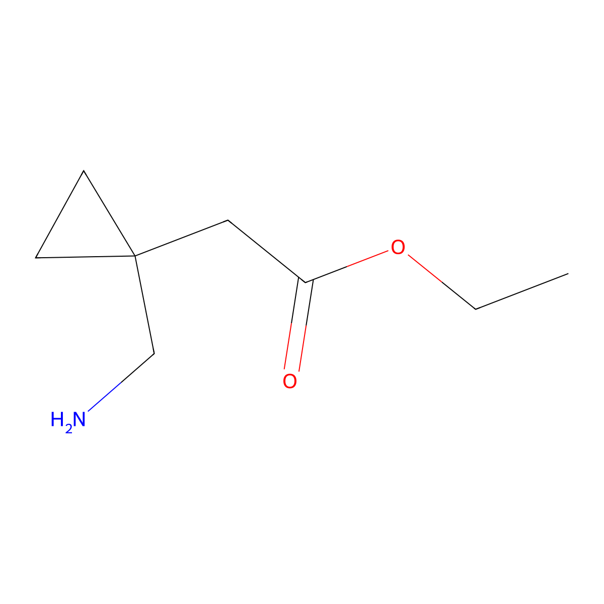 Ethyl 2-(1-(aminomethyl)cyclopropyl)acetate molecular structure, CAS 2105779-35-7