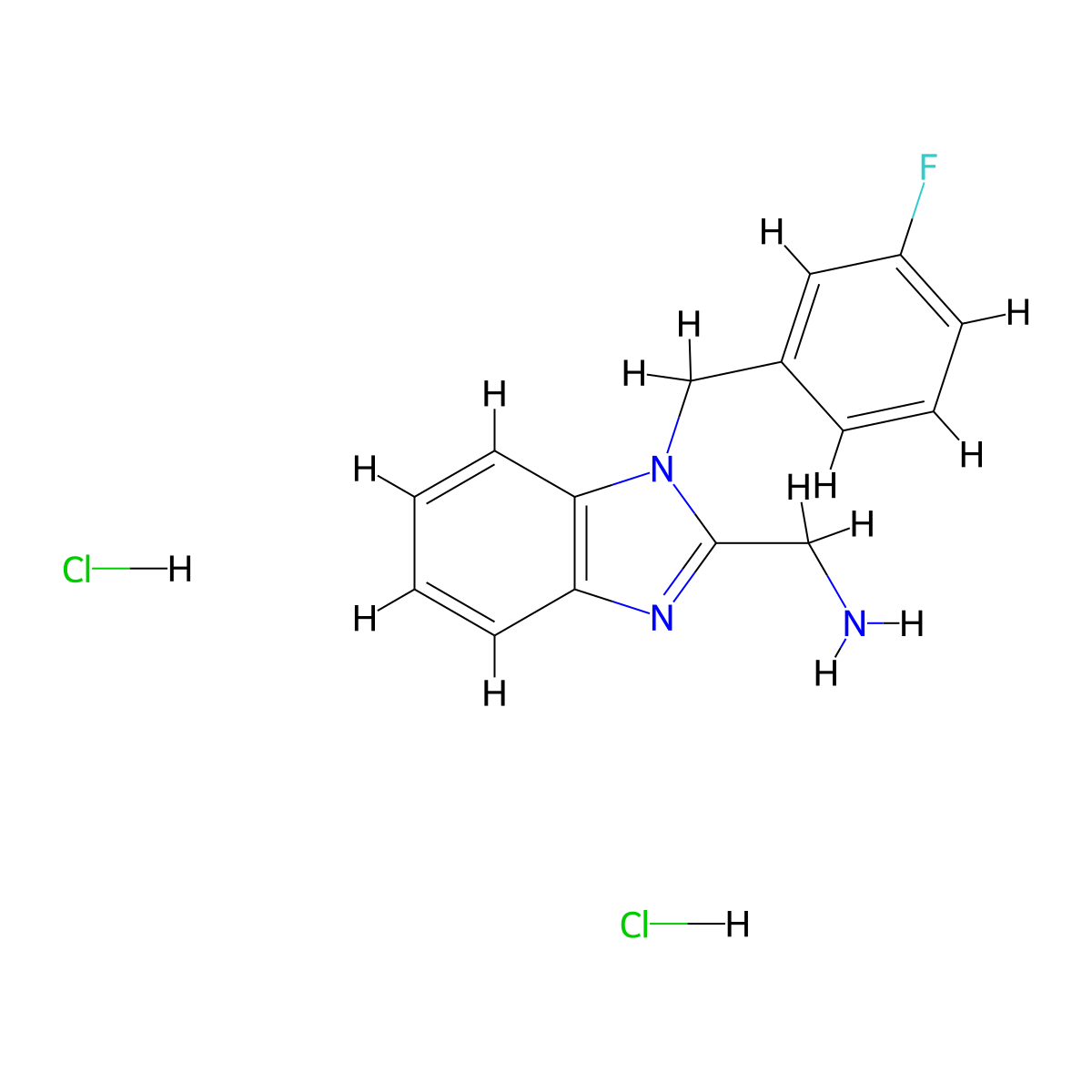 {1-[(3-fluorophenyl)methyl]-1H-1,3-benzodiazol-2-yl}methanamine dihydrochloride molecular structure, CAS 2105794-72-5