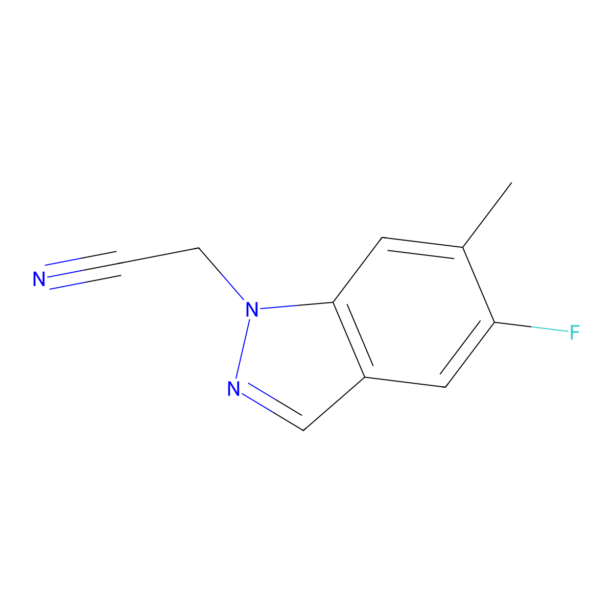 5-Fluoro-6-methyl-1H-indazole-1-acetonitrile molecular structure, CAS 210581-40-1