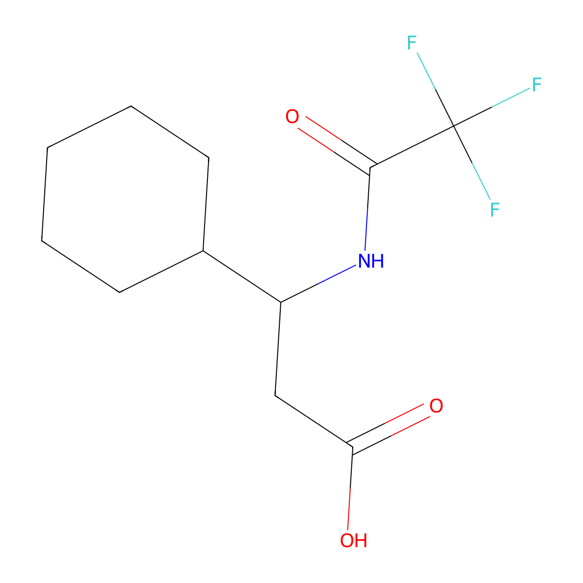 3-Cyclohexyl-3-(trifluoroacetamido)propanoic acid molecular structure, CAS 2105837-11-2