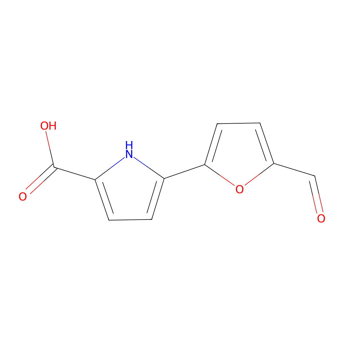 5-(5-formylfuran-2-yl)-1H-pyrrole-2-carboxylic acid molecular structure, CAS 2105890-76-2