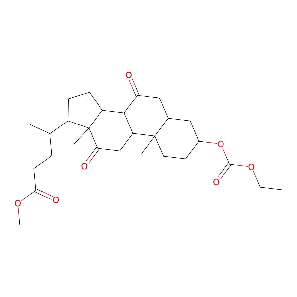 Methyl 3alpha-[(ethoxycarbonyl)oxy]-7,12-dioxo-5beta-cholan-24-oate molecular structure, CAS 21059-42-7