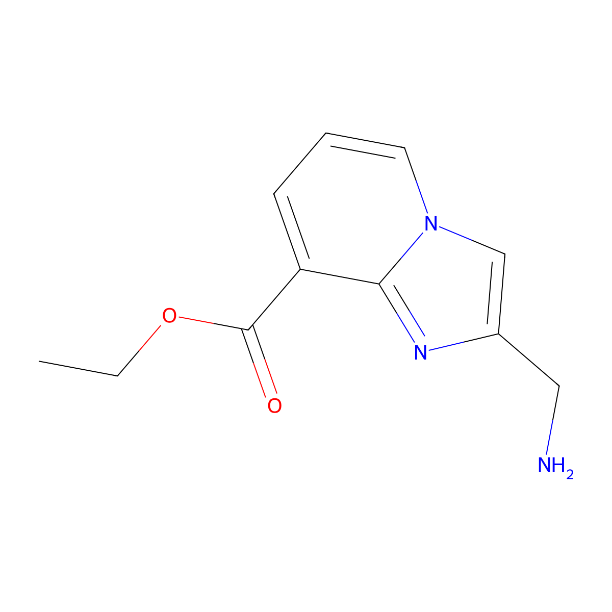 Ethyl 2-(aminomethyl)imidazo[1,2-a]pyridine-8-carboxylate molecular structure, CAS 2105935-52-0