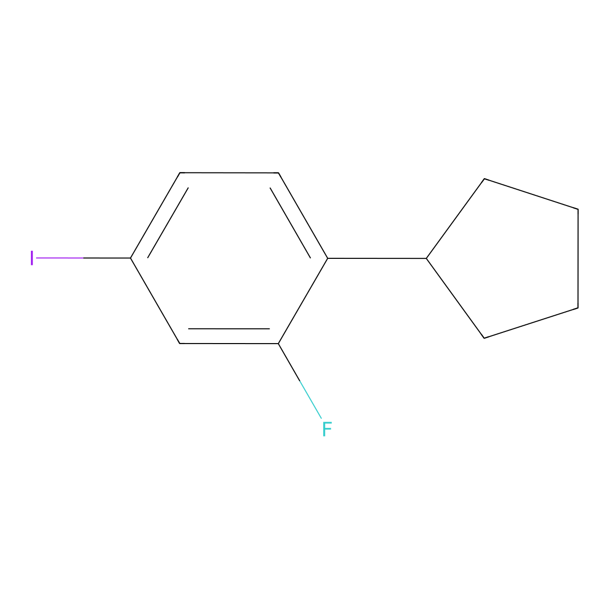 1-Cyclopentyl-2-fluoro-4-iodobenzene molecular structure, CAS 2105939-77-1
