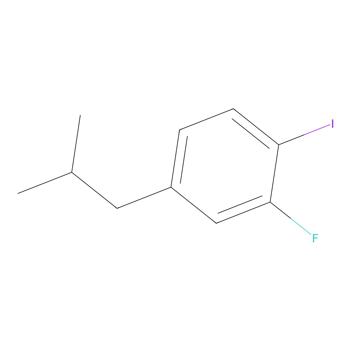 2-Fluoro-1-iodo-4-(2-methylpropyl)benzene molecular structure, CAS 2105939-82-8