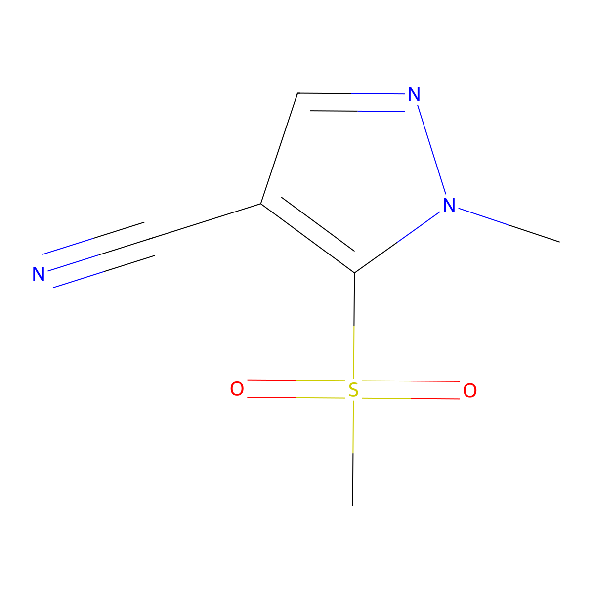 5-methanesulfonyl-1-methyl-1H-pyrazole-4-carbonitrile molecular structure, CAS 2105948-93-2