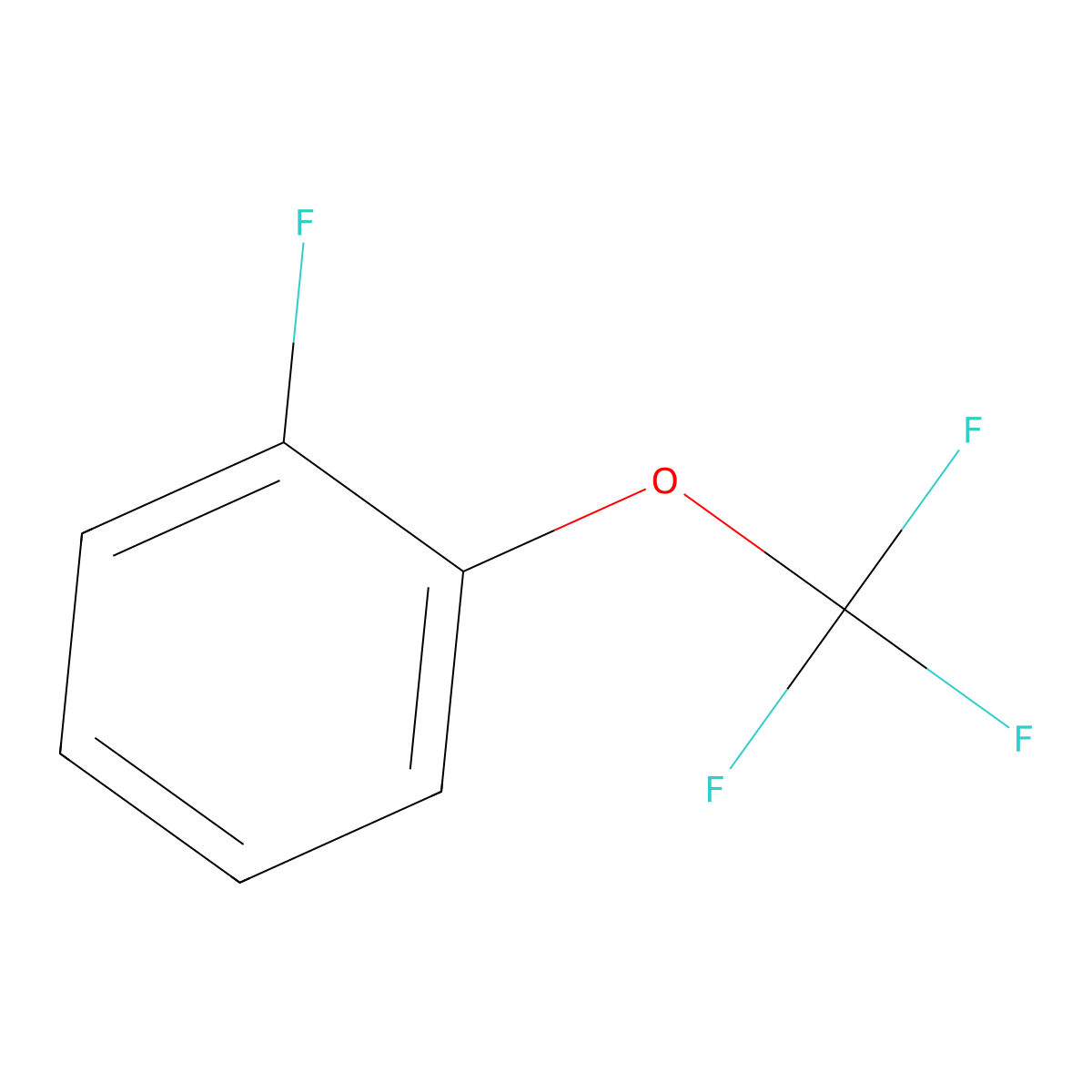 1-Fluoro-2-(trifluoromethoxy)benzene molecular structure, CAS 2106-18-5