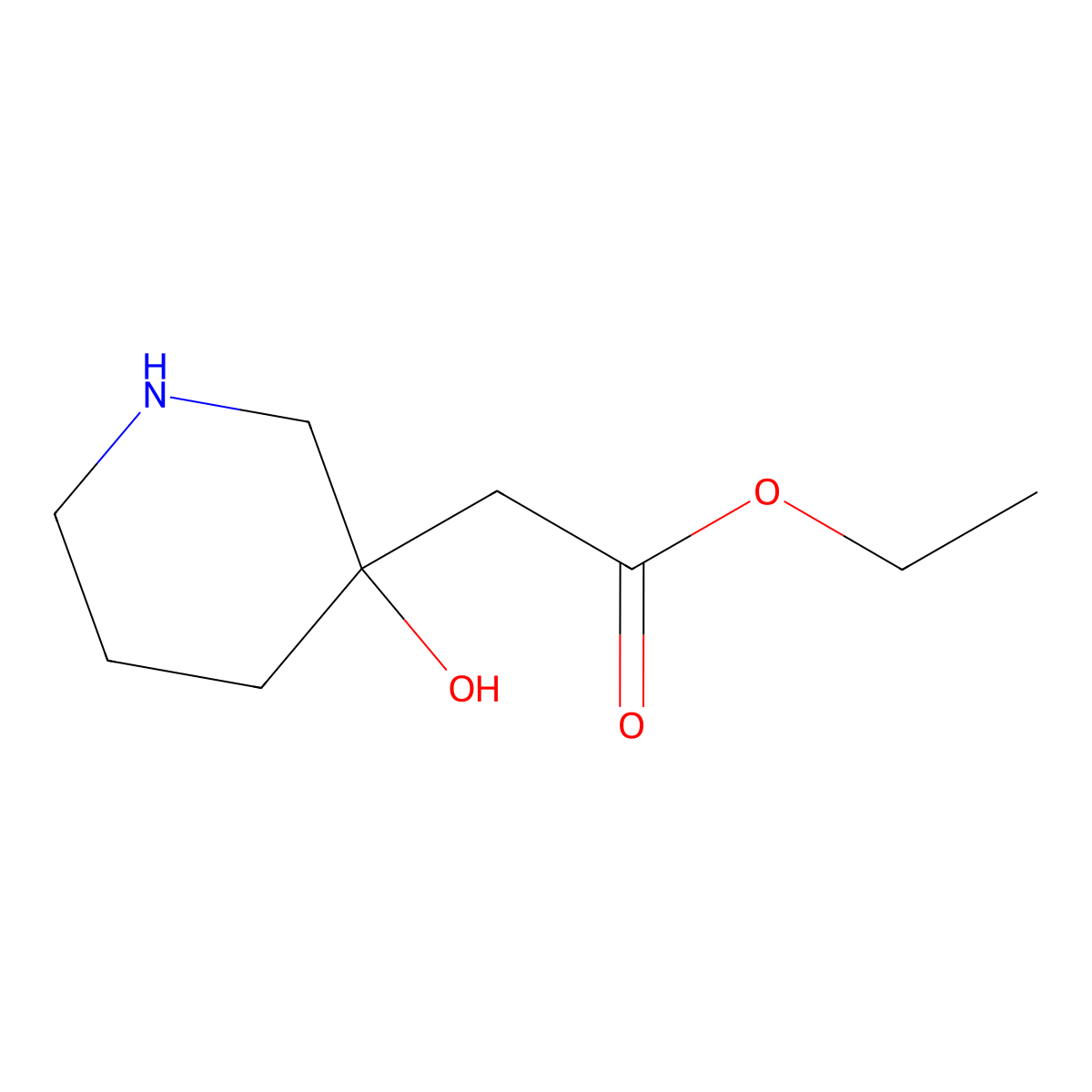 Ethyl 2-(3-hydroxypiperidin-3-yl)acetate molecular structure, CAS 2106156-11-8
