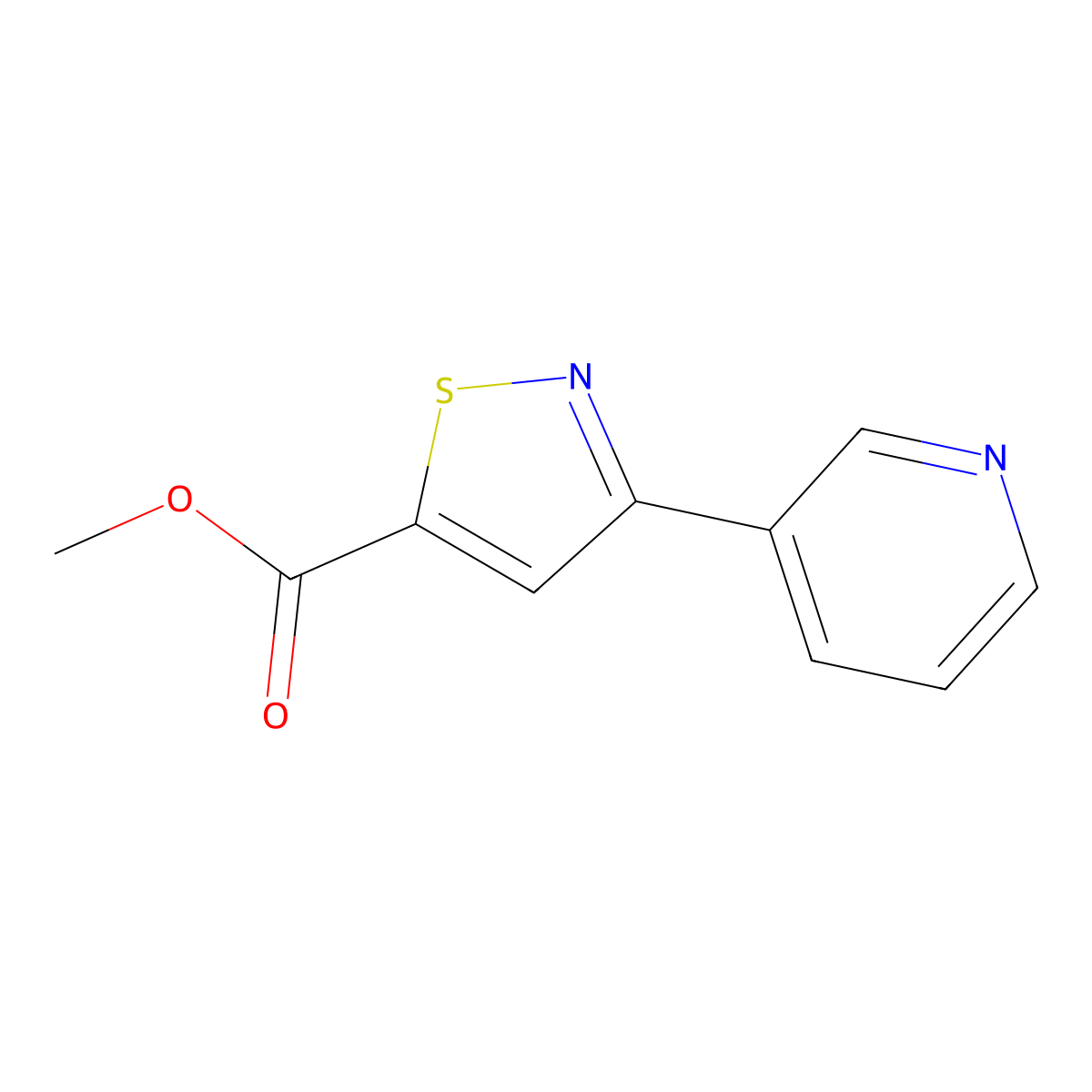 Methyl 3-(pyridin-3-yl)-1,2-thiazole-5-carboxylate molecular structure, CAS 2106229-43-8