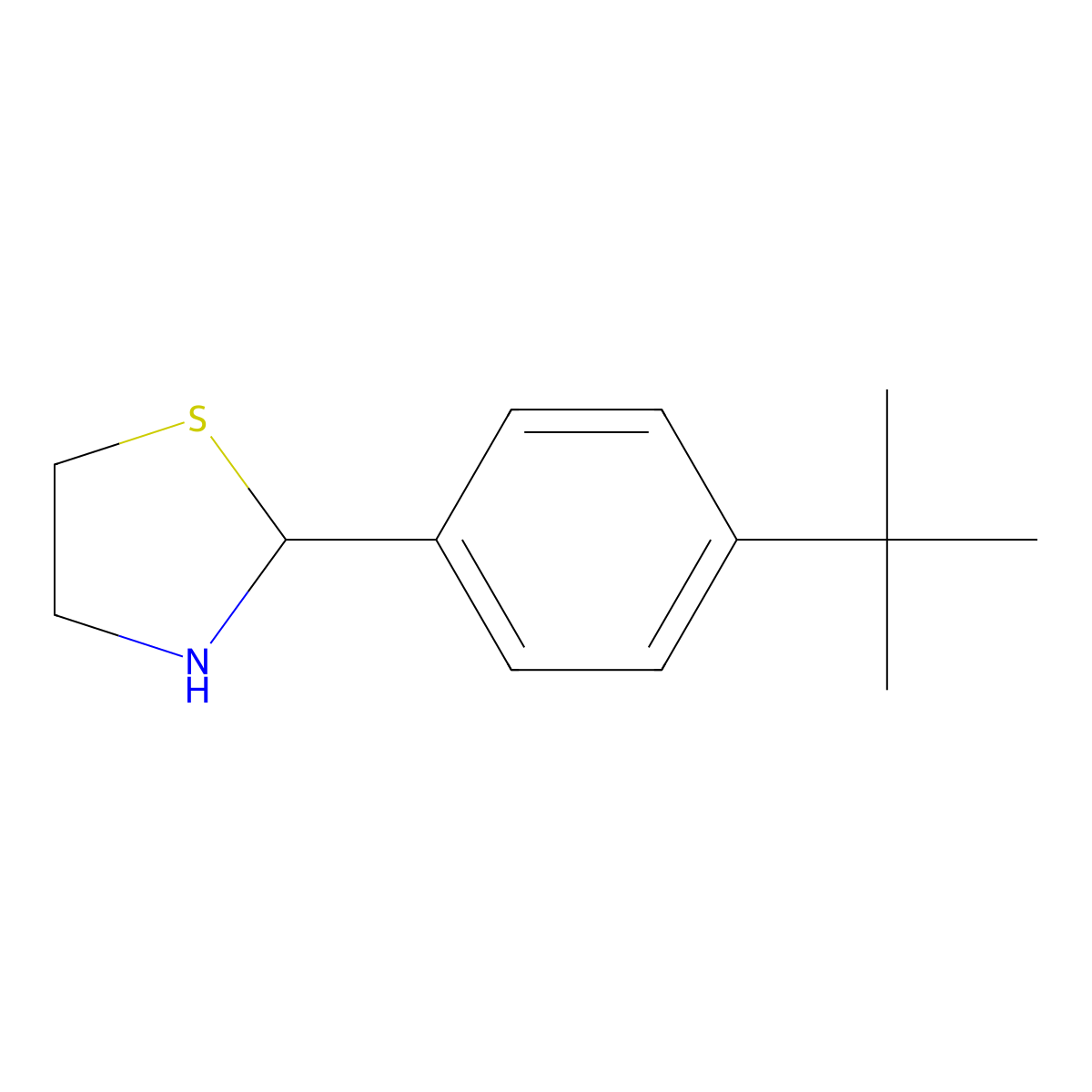 2-(4-(tert-Butyl)phenyl)thiazolidine molecular structure, CAS 210625-01-7