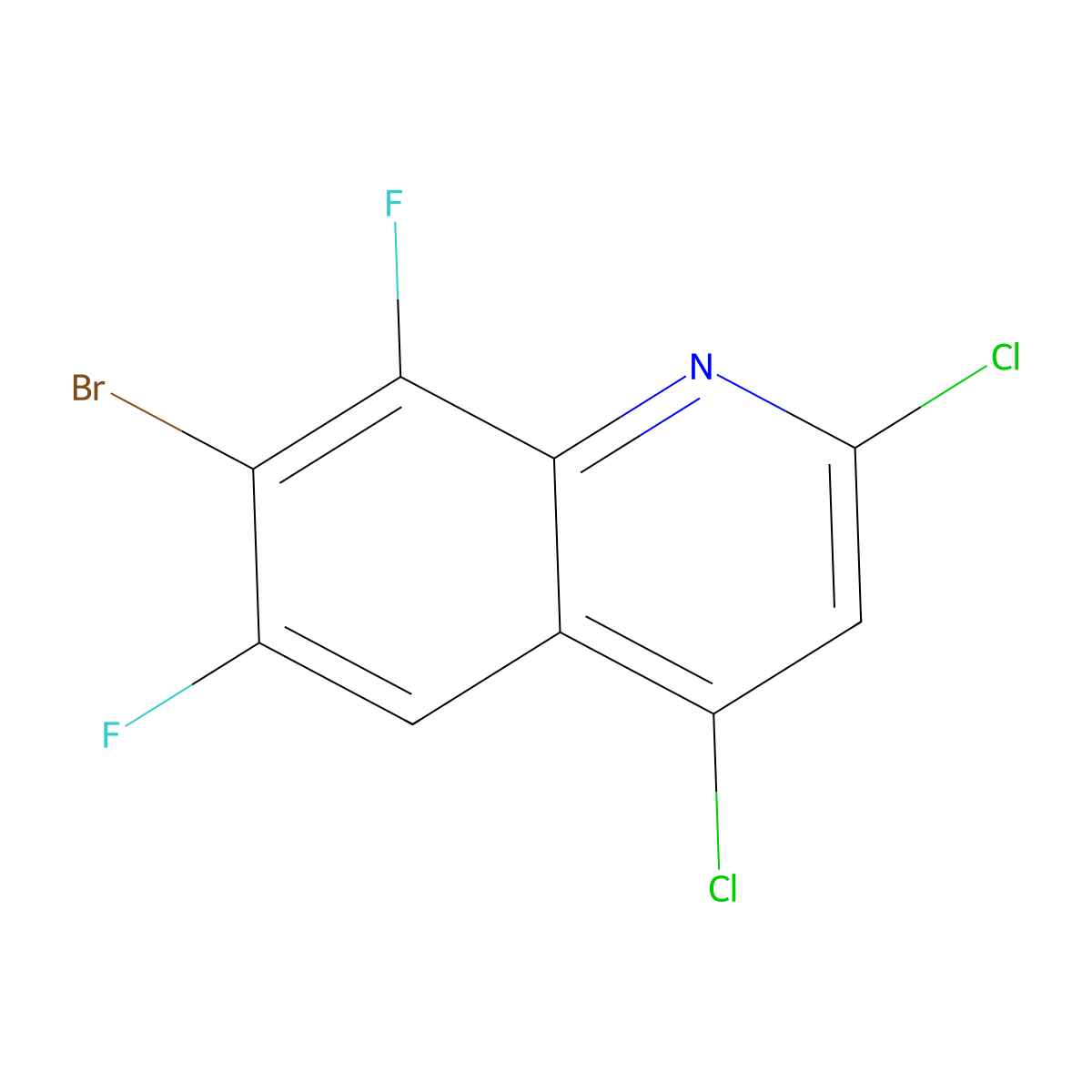7-Bromo-2,4-dichloro-6,8-difluoroquinoline molecular structure, CAS 2106290-67-7