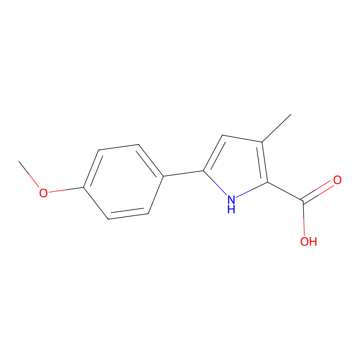 5-(4-Methoxyphenyl)-3-methyl-1H-pyrrole-2-carboxylic acid molecular structure, CAS 2106310-98-7