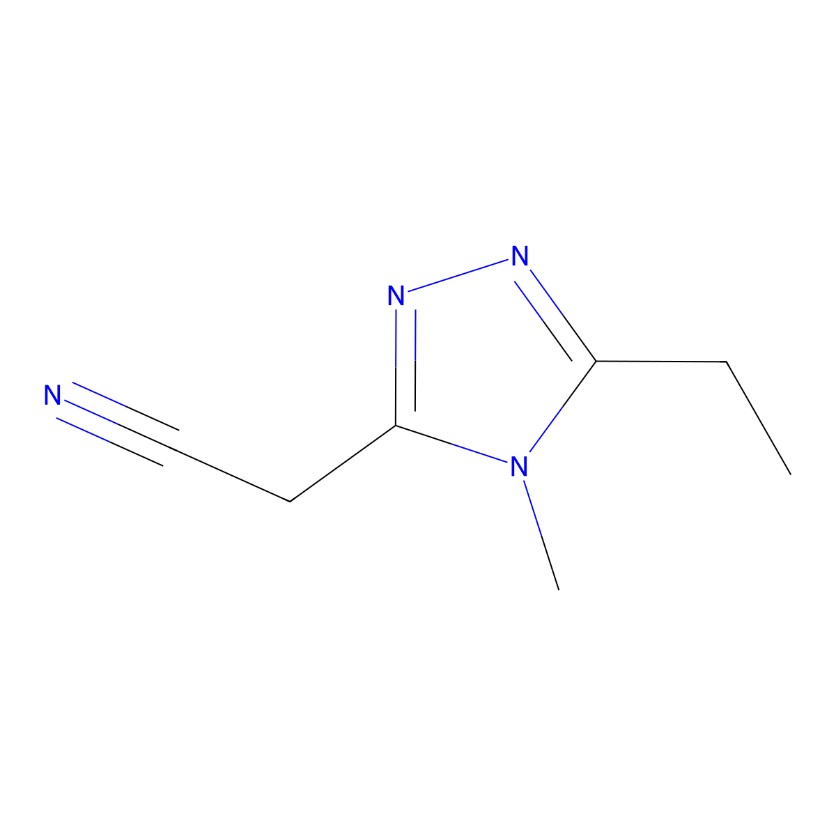 2-(5-ethyl-4-methyl-4H-1,2,4-triazol-3-yl)acetonitrile molecular structure, CAS 2106335-49-1
