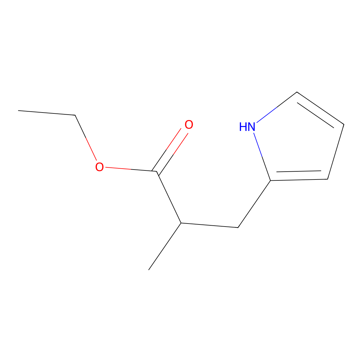 2-Methyl-3-(1H-pyrrol-2-yl)-propionic acid ethyl ester molecular structure, CAS 2106385-89-9