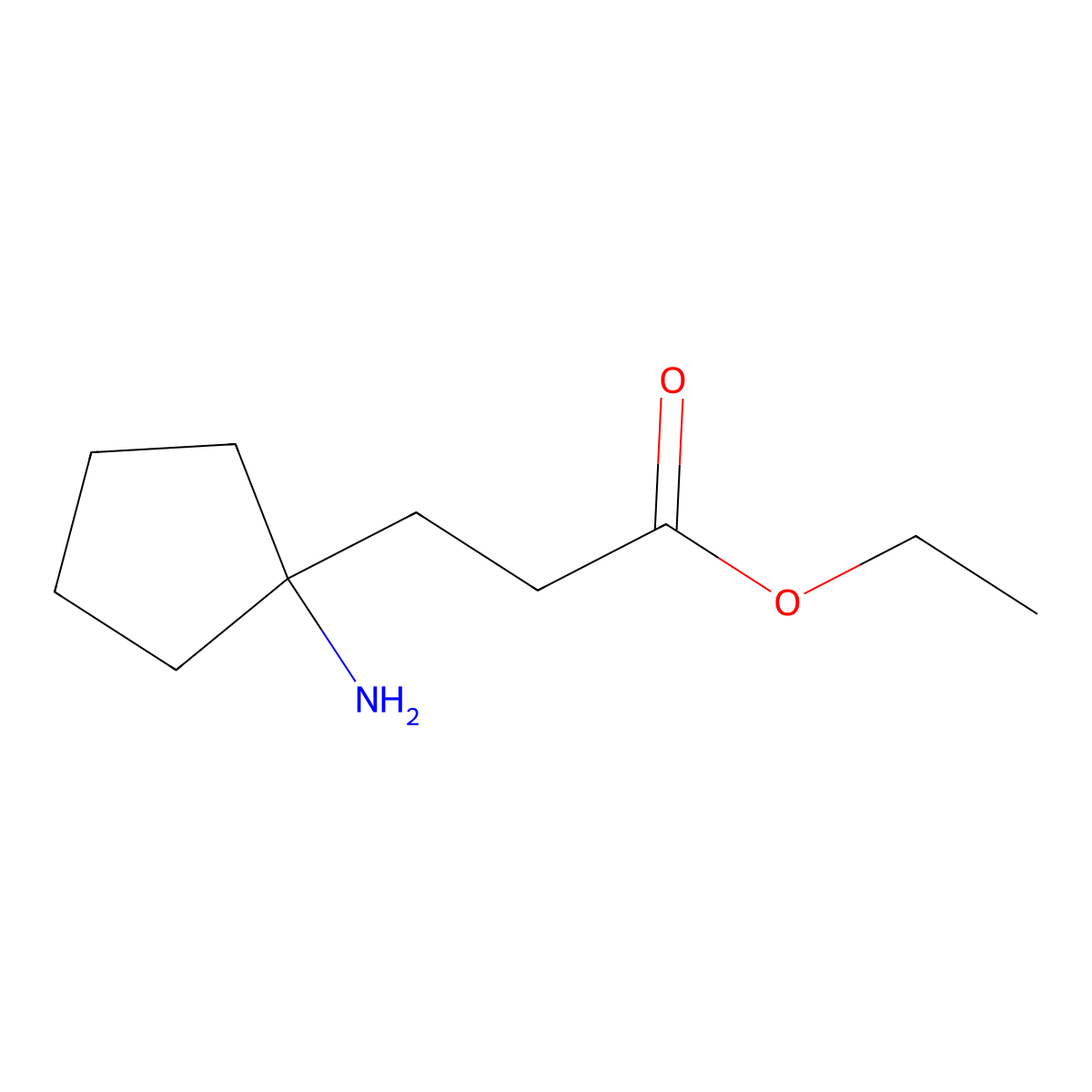Ethyl 3-(1-aminocyclopentyl)propanoate molecular structure, CAS 2106386-51-8