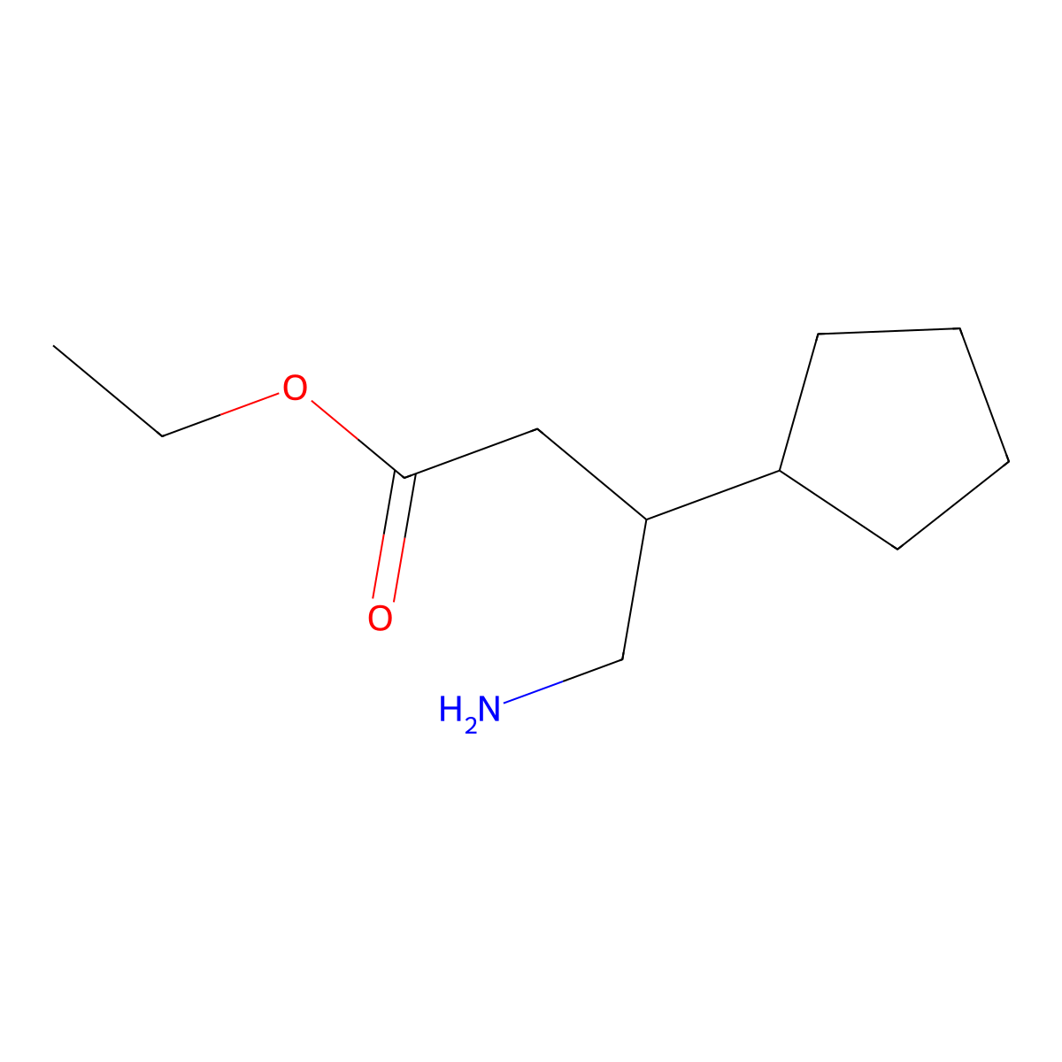 Ethyl 4-amino-3-cyclopentylbutanoate molecular structure, CAS 2106387-67-9