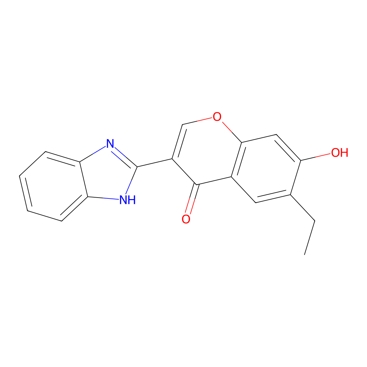 3-(1H-benzimidazol-2-yl)-6-ethyl-7-hydroxy-4H-chromen-4-one molecular structure, CAS 210639-80-8