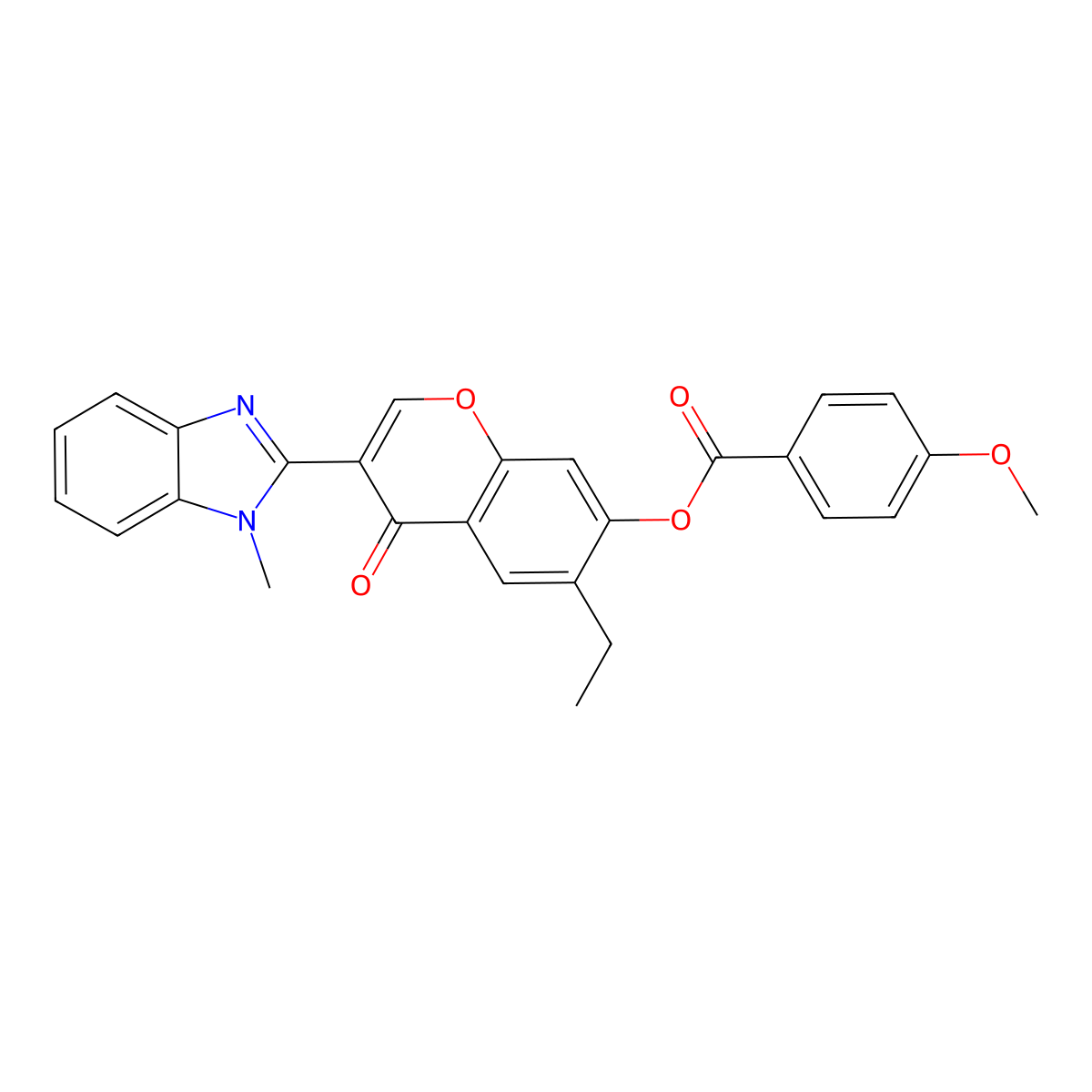 6-ethyl-3-(1-methyl-1H-benzimidazol-2-yl)-4-oxo-4H-chromen-7-yl 4-methoxybenzoate molecular structure, CAS 210639-98-8