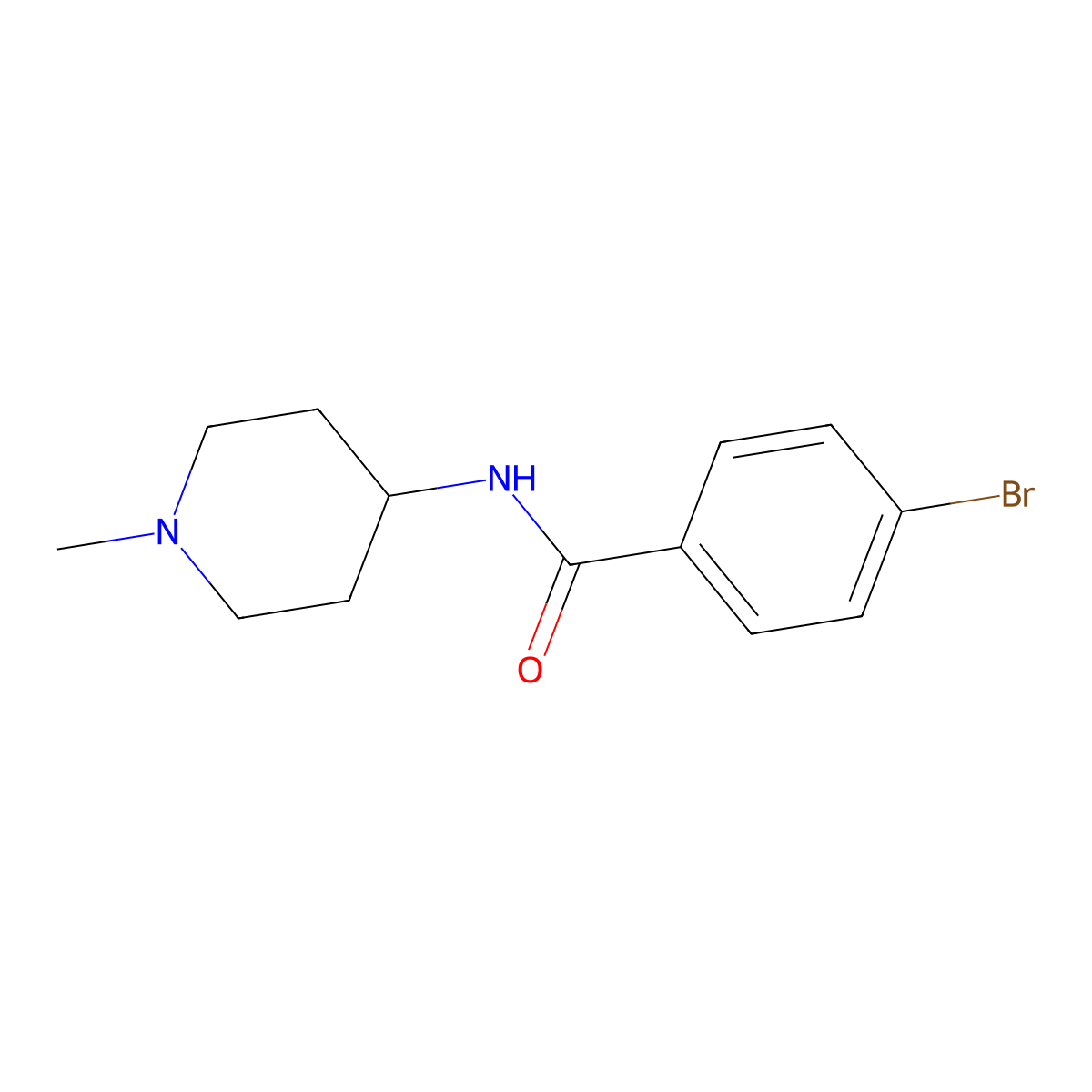 4-bromo-N-(1-methylpiperidin-4-yl)benzamide molecular structure, CAS 210643-94-0