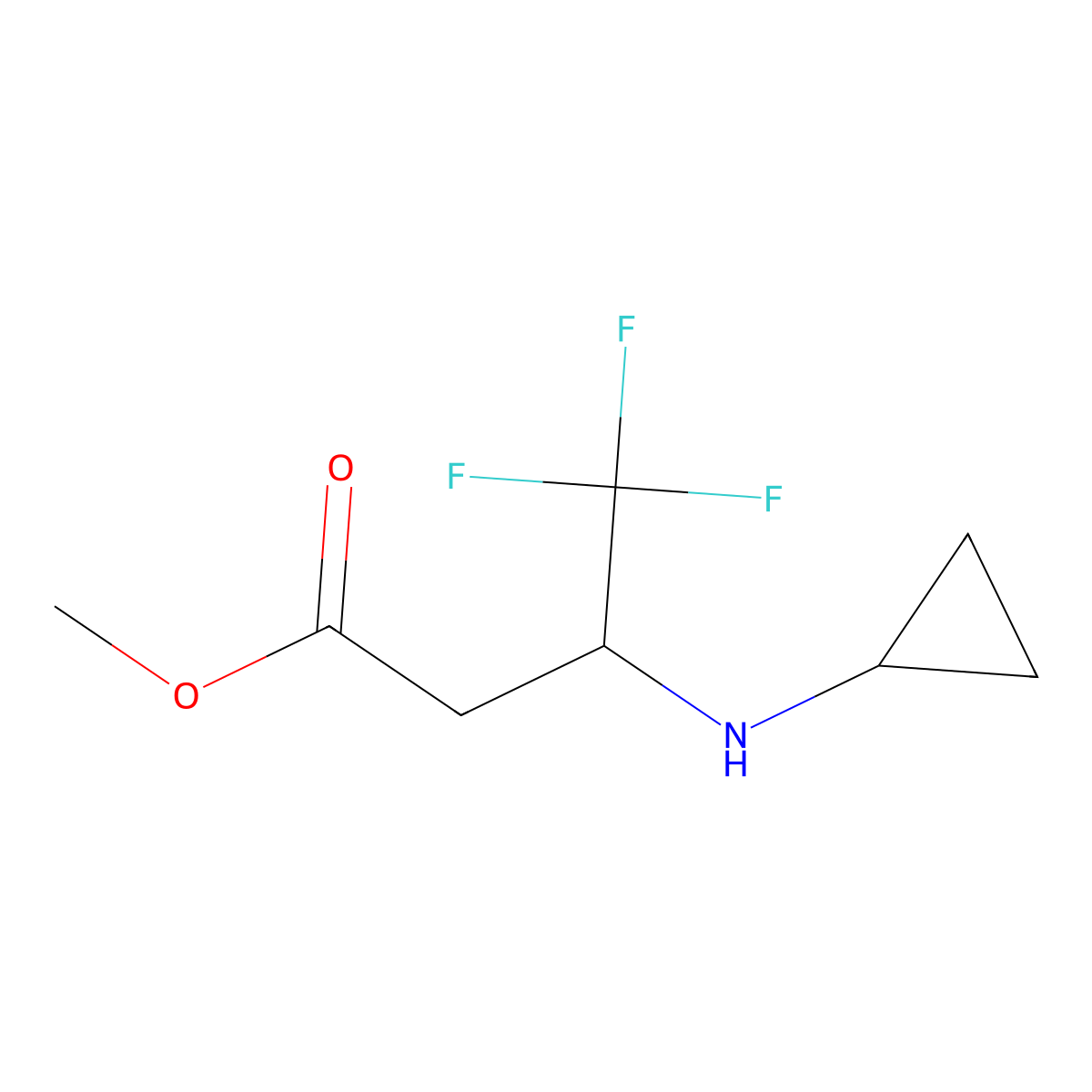 Methyl 3-(cyclopropylamino)-4,4,4-trifluorobutanoate molecular structure, CAS 2106441-44-3