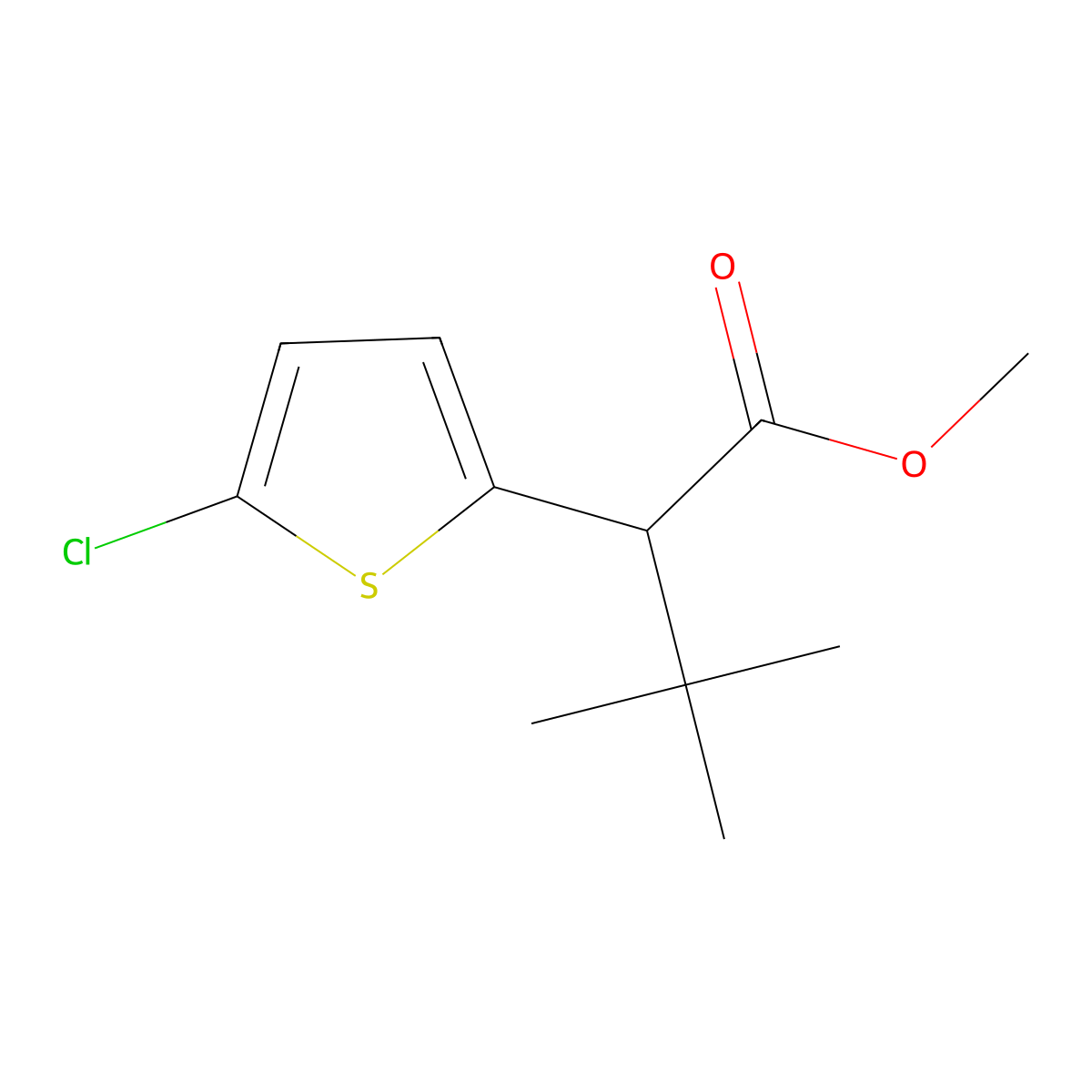 Methyl 2-(5-chlorothiophen-2-yl)-3,3-dimethylbutanoate molecular structure, CAS 2106480-16-2