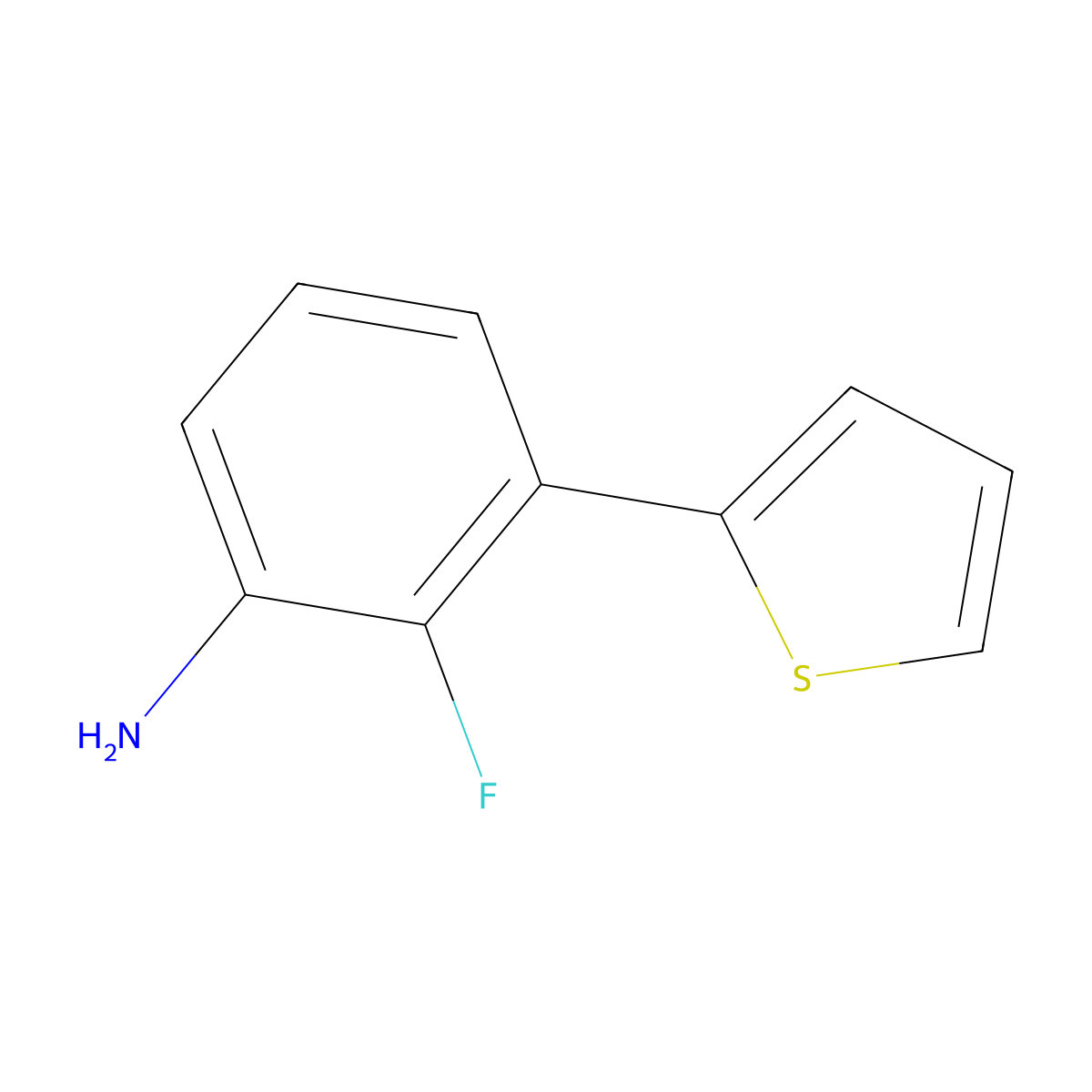 2-Fluoro-3-(2-thienyl)benzenamine molecular structure, CAS 2106509-34-4