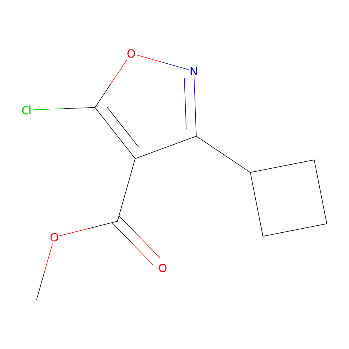 Methyl 5-chloro-3-cyclobutyl-1,2-oxazole-4-carboxylate molecular structure, CAS 2106608-85-7