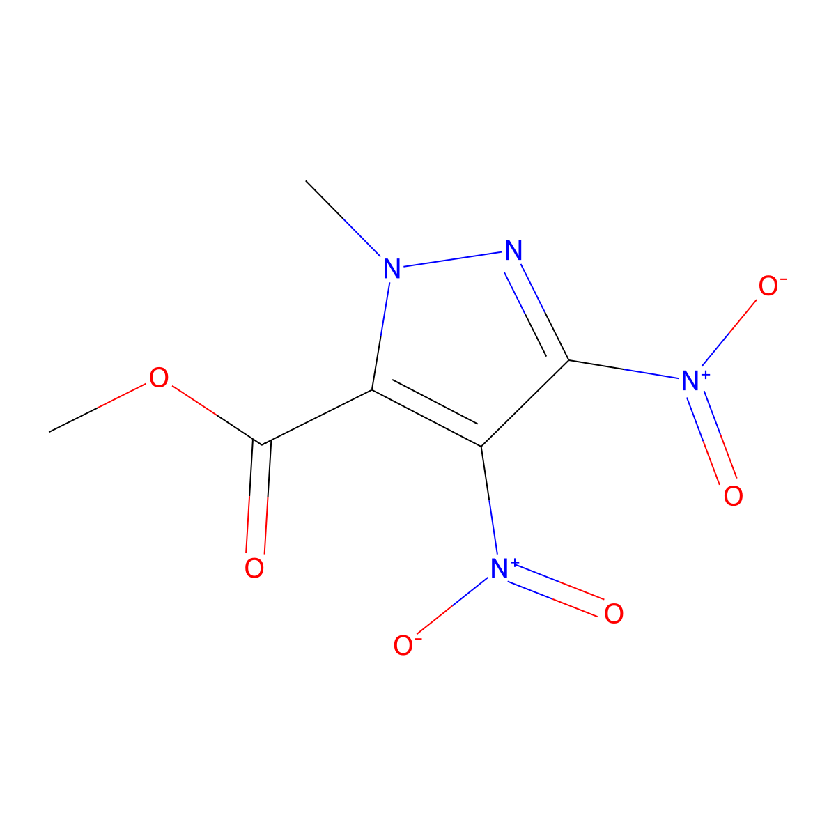 methyl 1-methyl-3,4-dinitro-1H-pyrazole-5-carboxylate molecular structure, CAS 2106643-83-6