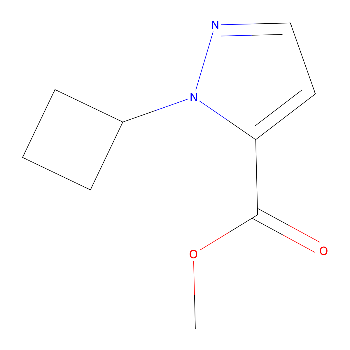 methyl1-cyclobutyl-1H-pyrazole-5-carboxylate molecular structure, CAS 2106668-57-7
