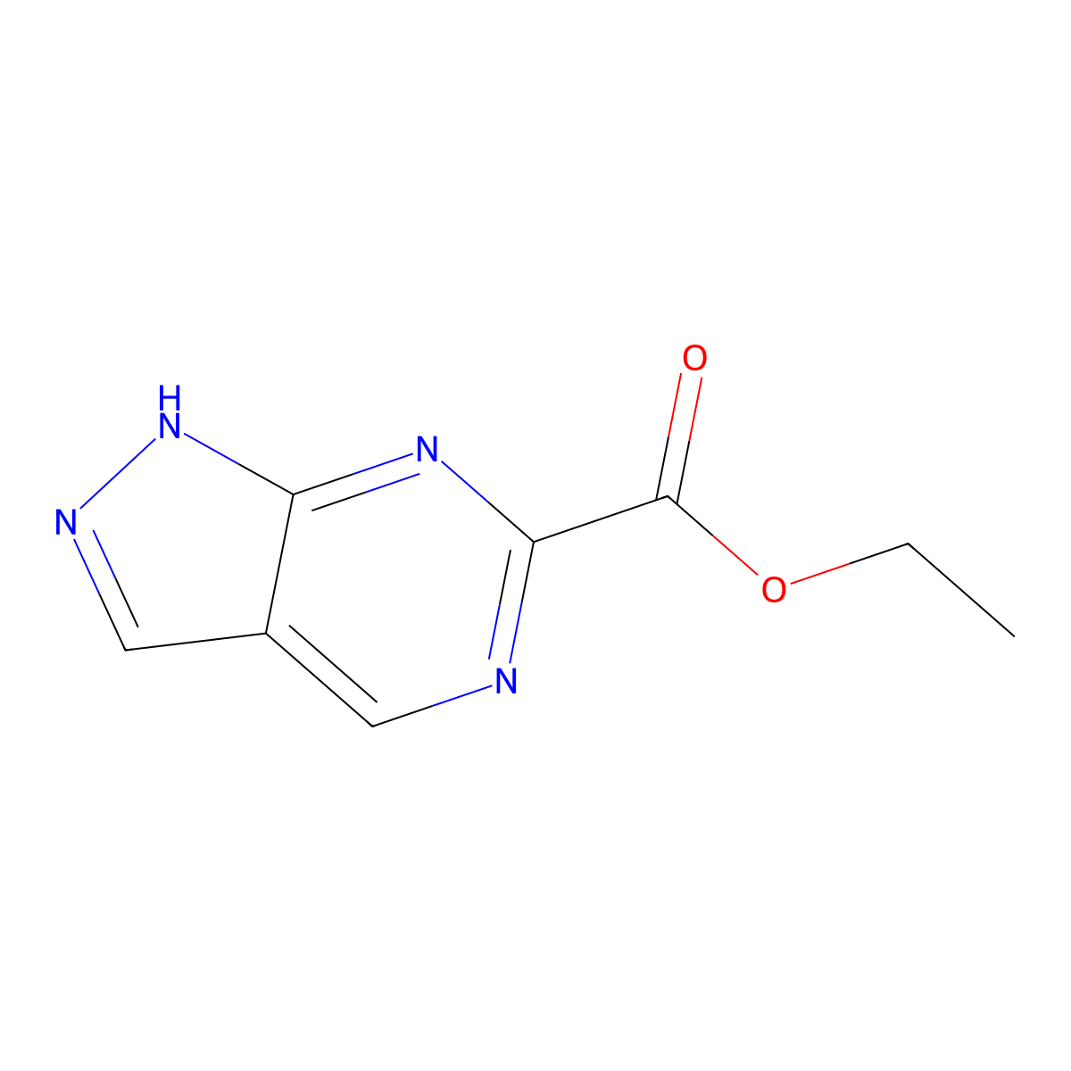 ethyl 1H-pyrazolo[3,4-d]pyrimidine-6-carboxylate molecular structure, CAS 2106690-78-0